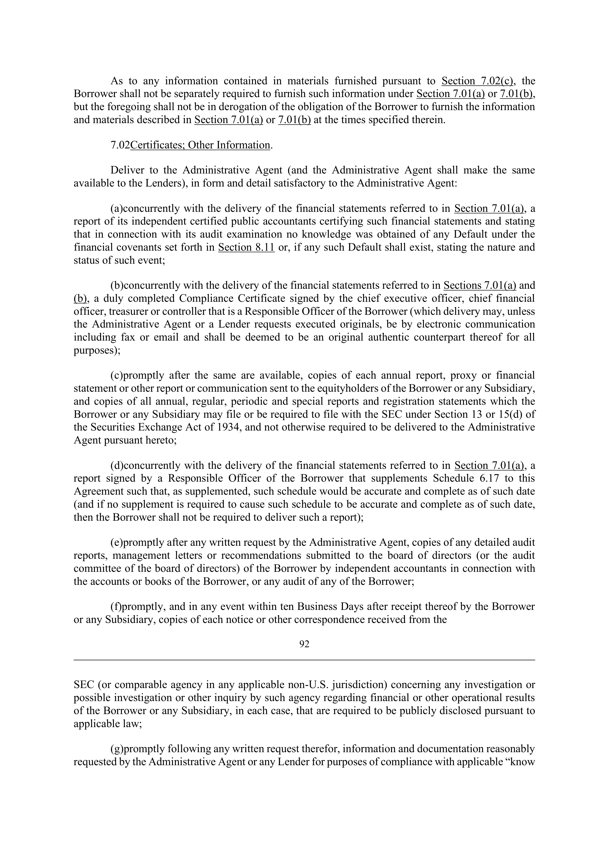 Bank of America Corporation Credit Agreement — page 91