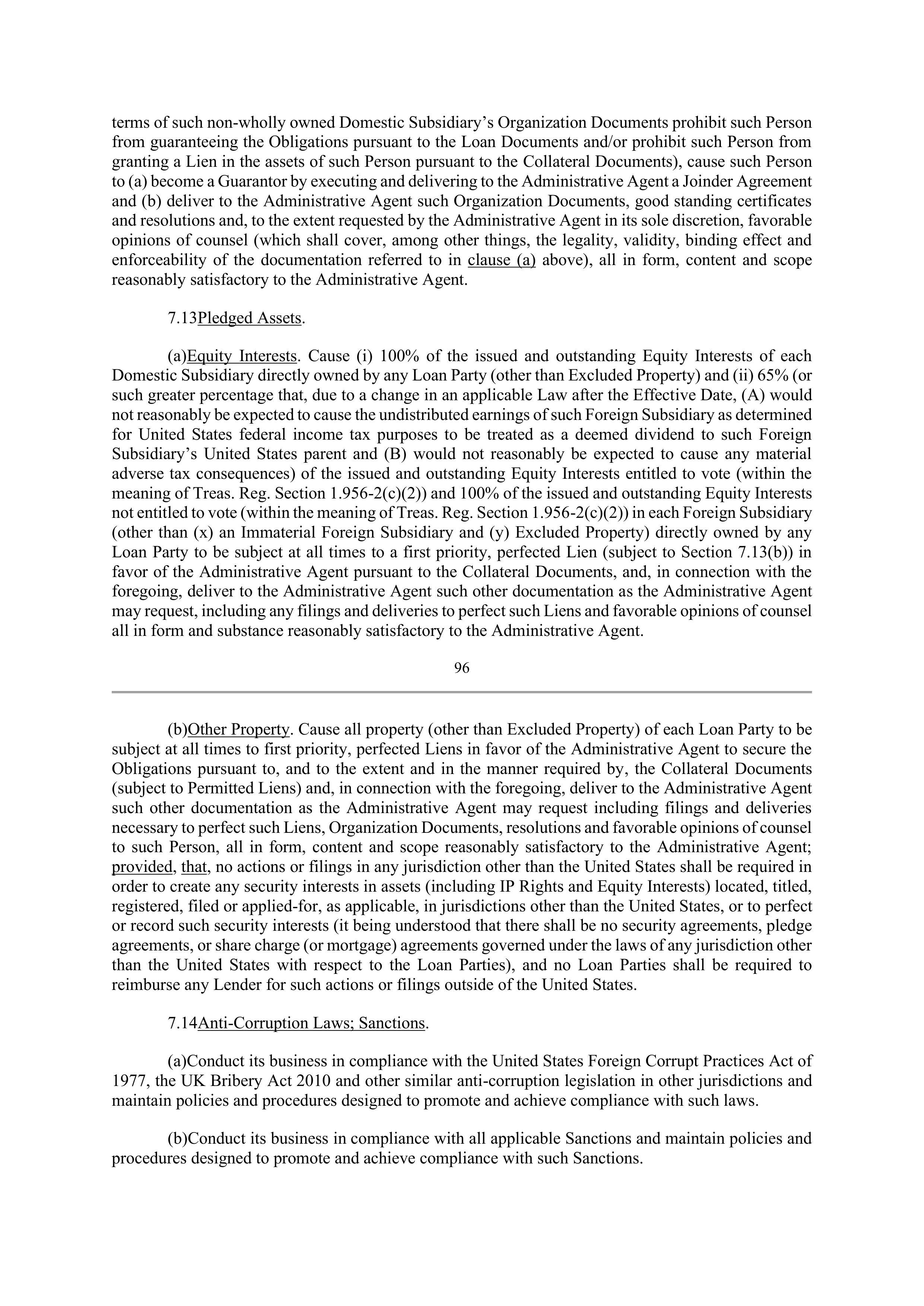 Bank of America Corporation Credit Agreement — page 95