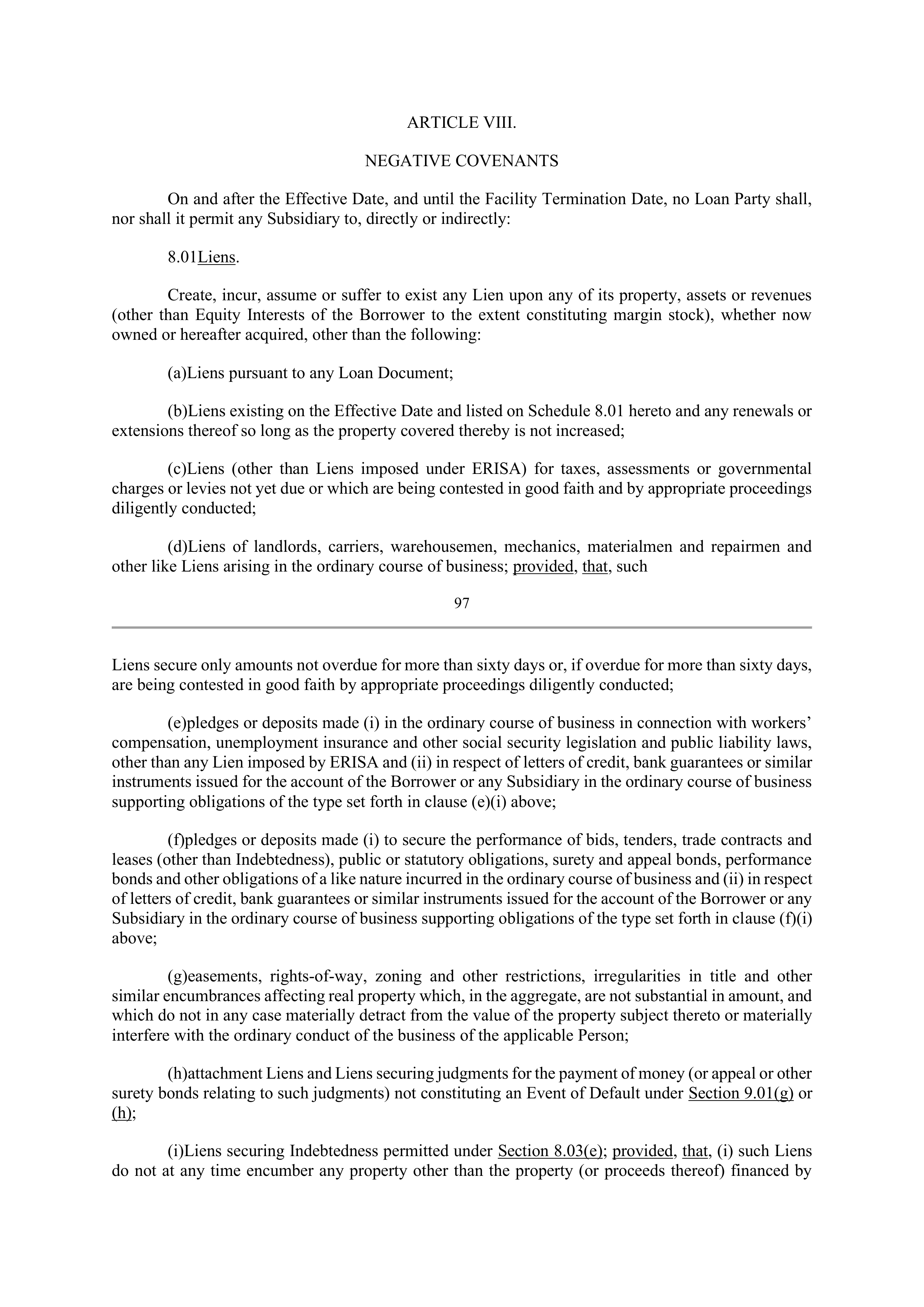 Bank of America Corporation Credit Agreement — page 96