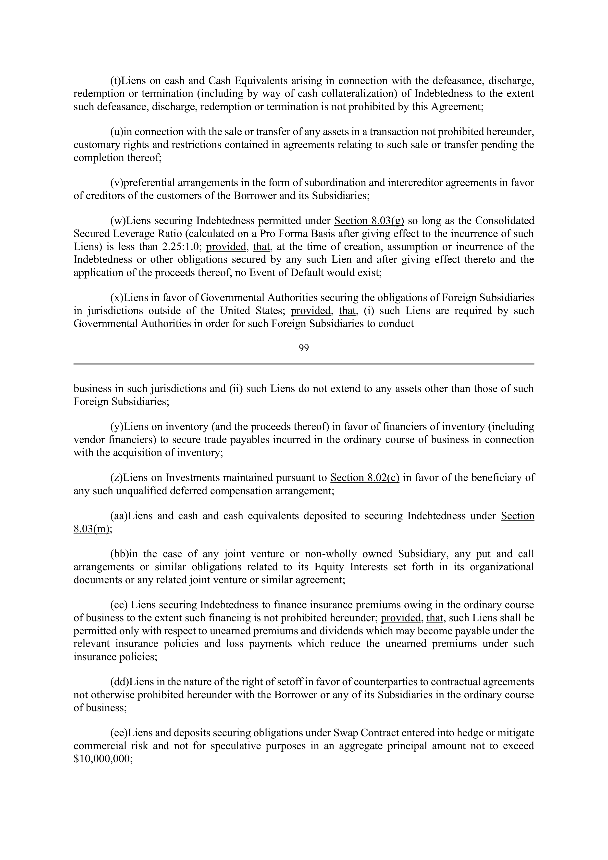 Bank of America Corporation Credit Agreement — page 98