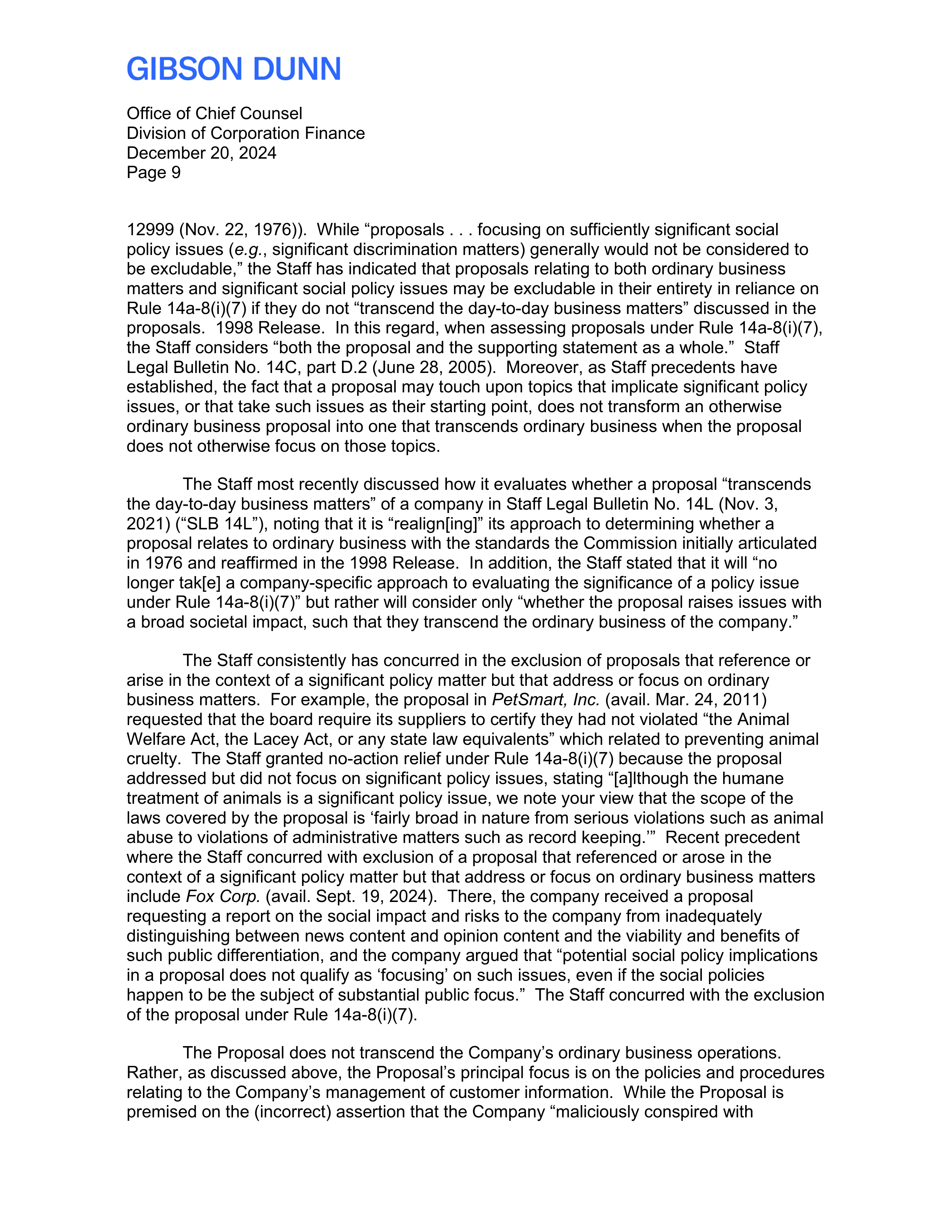Bank of America Proposal  — page 10