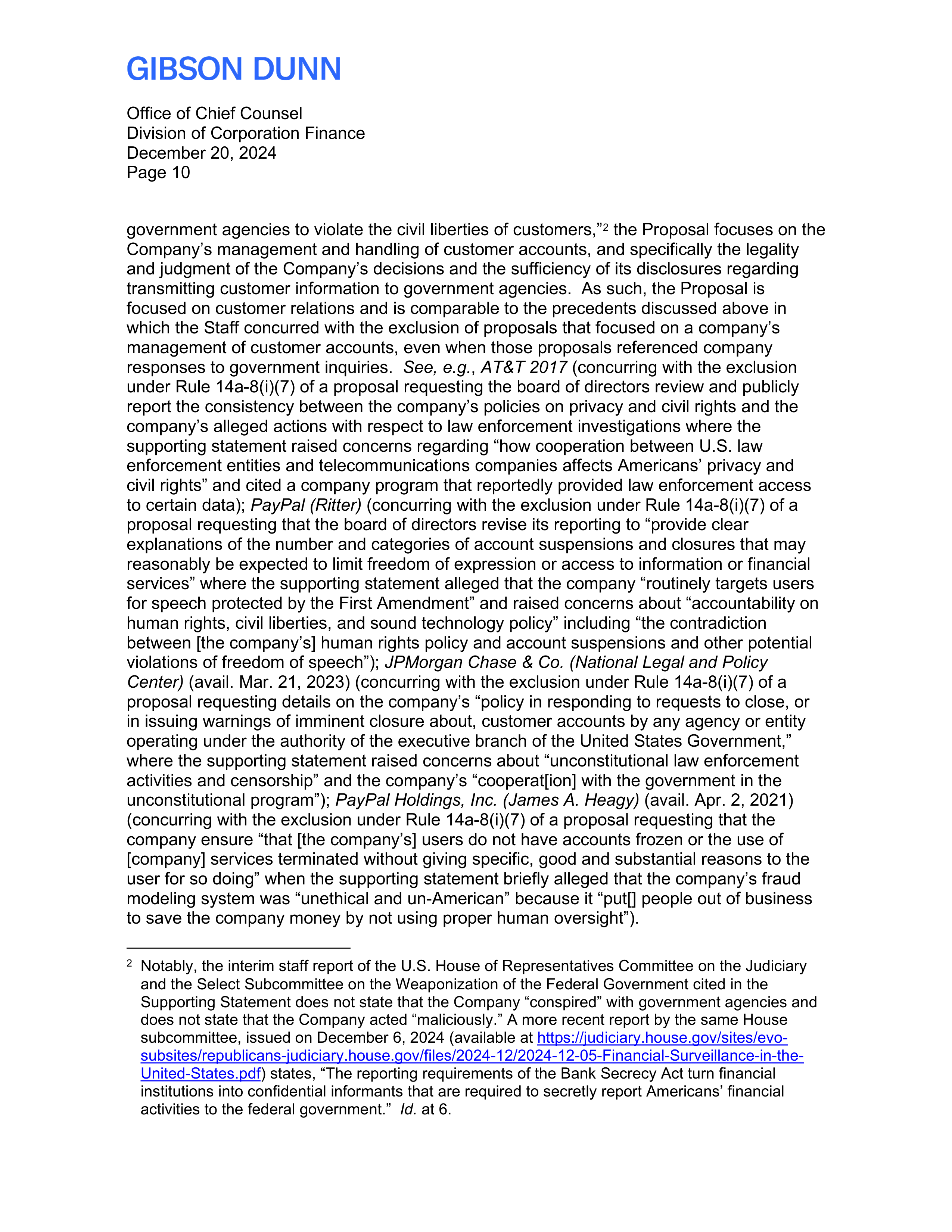 Bank of America Proposal  — page 11