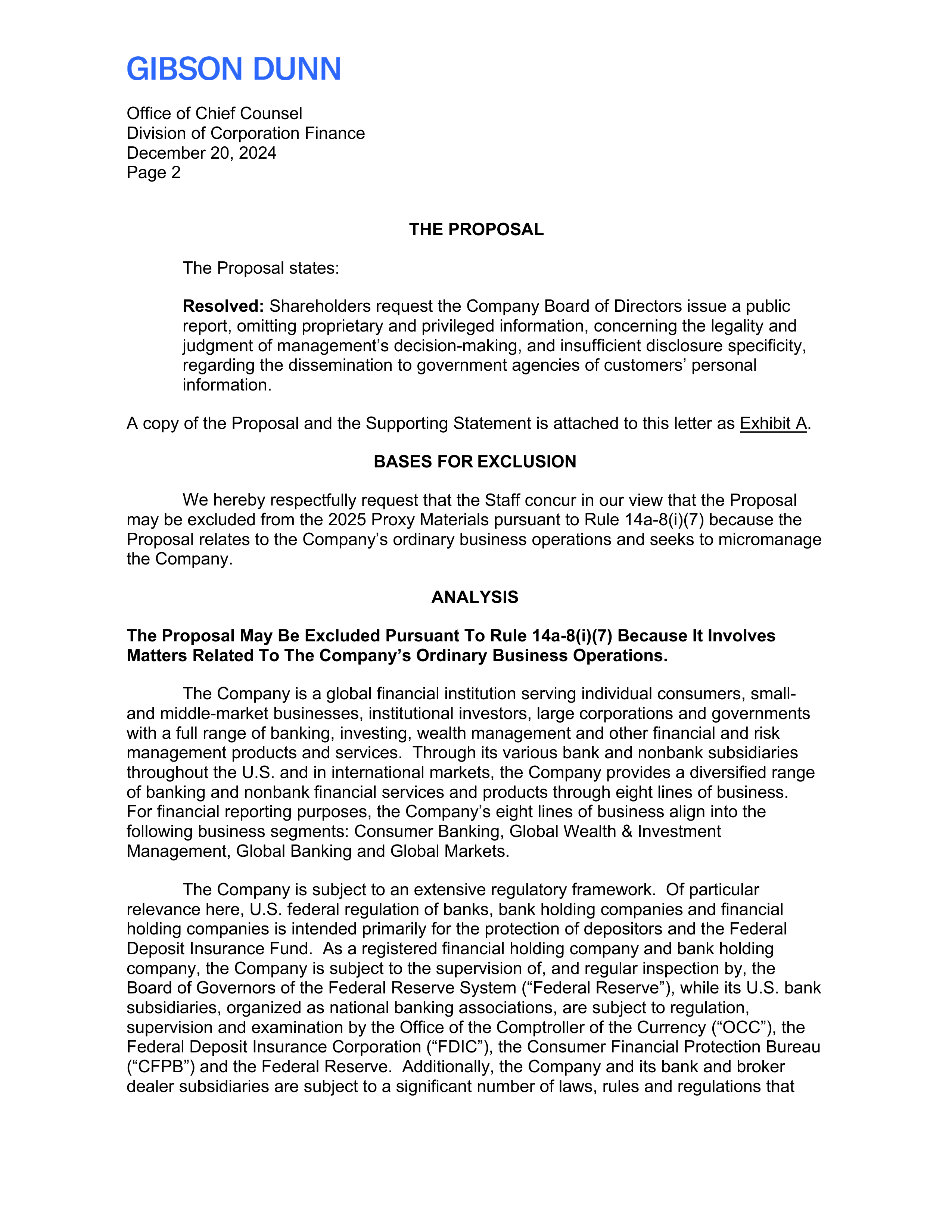 Bank of America Proposal  — page 3
