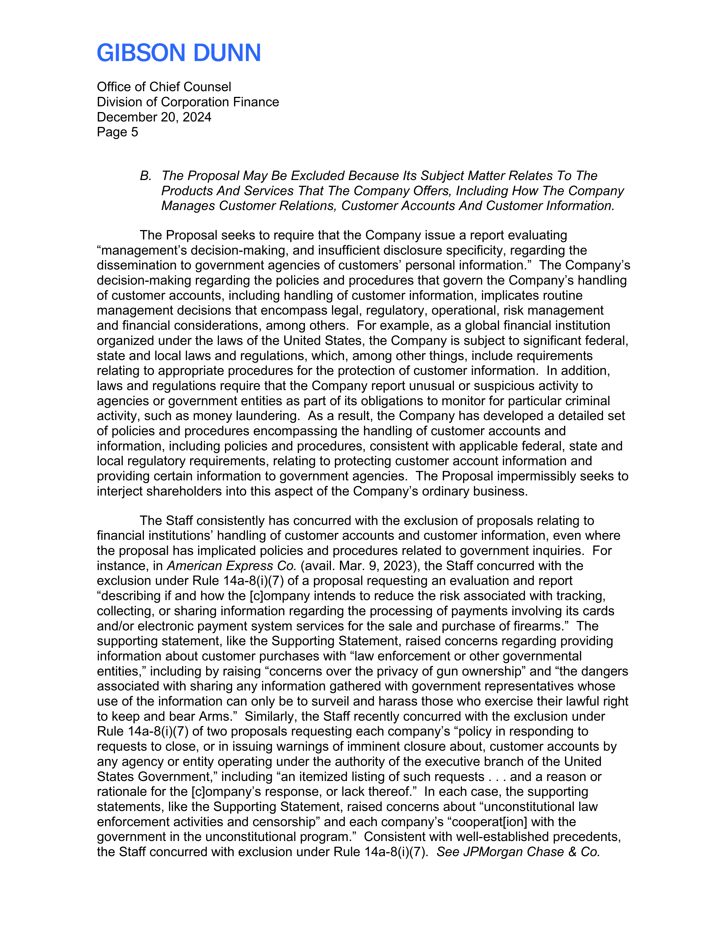 Bank of America Proposal  — page 6