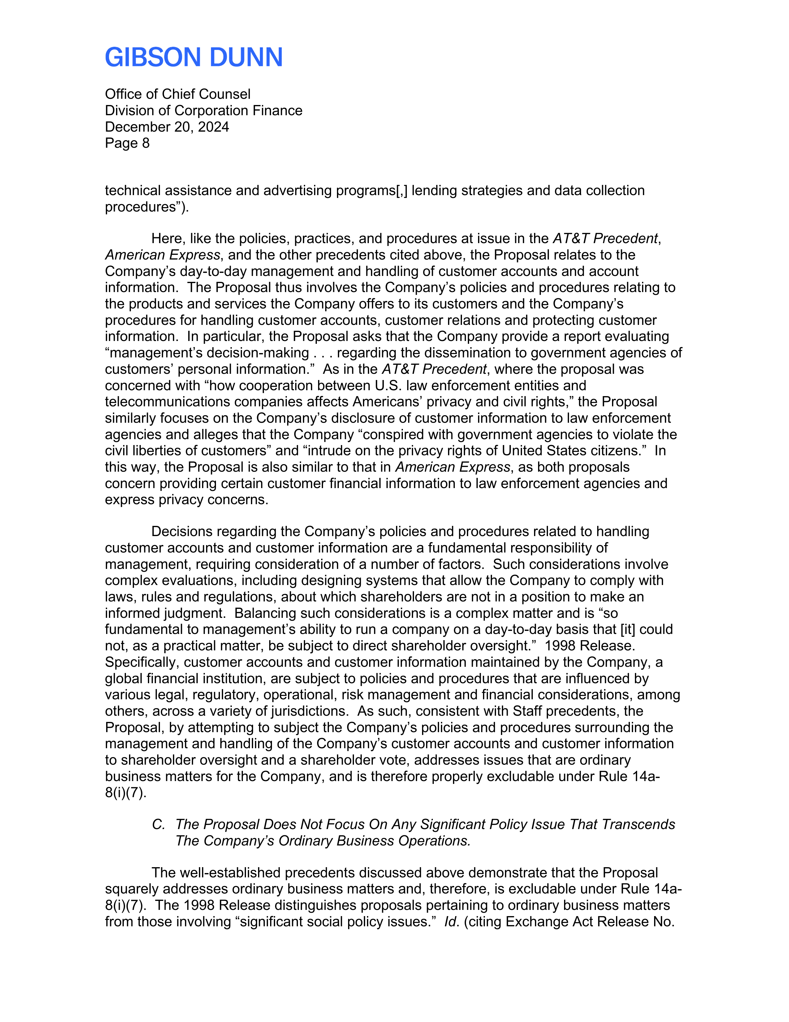 Bank of America Proposal  — page 9