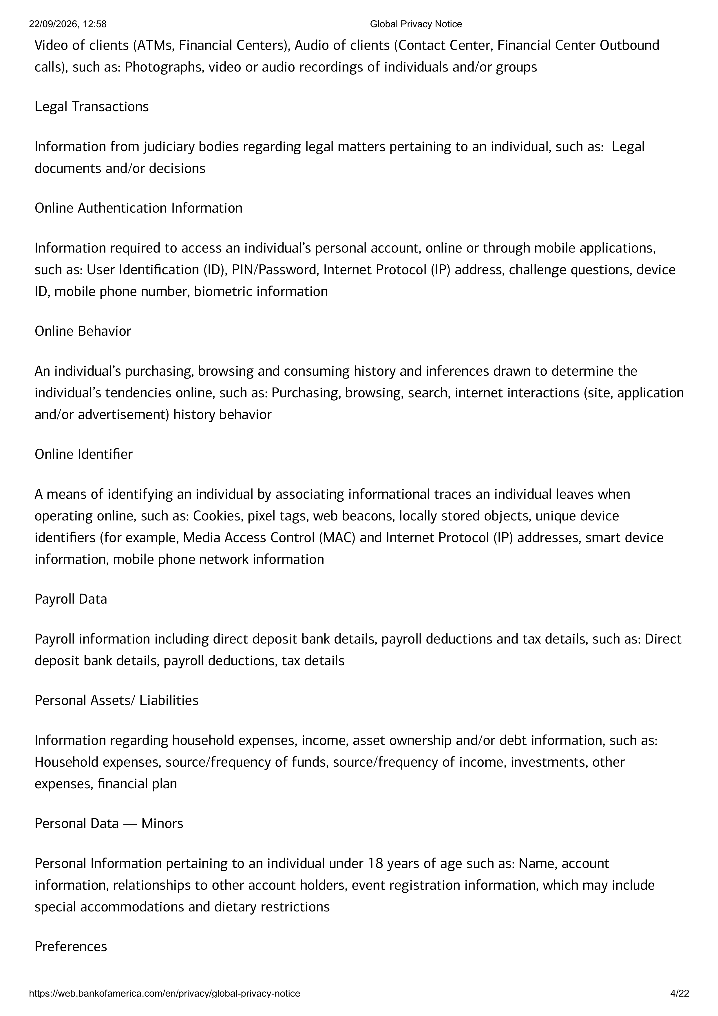 Bank of America Global Supplemental Privacy Notice — page 4