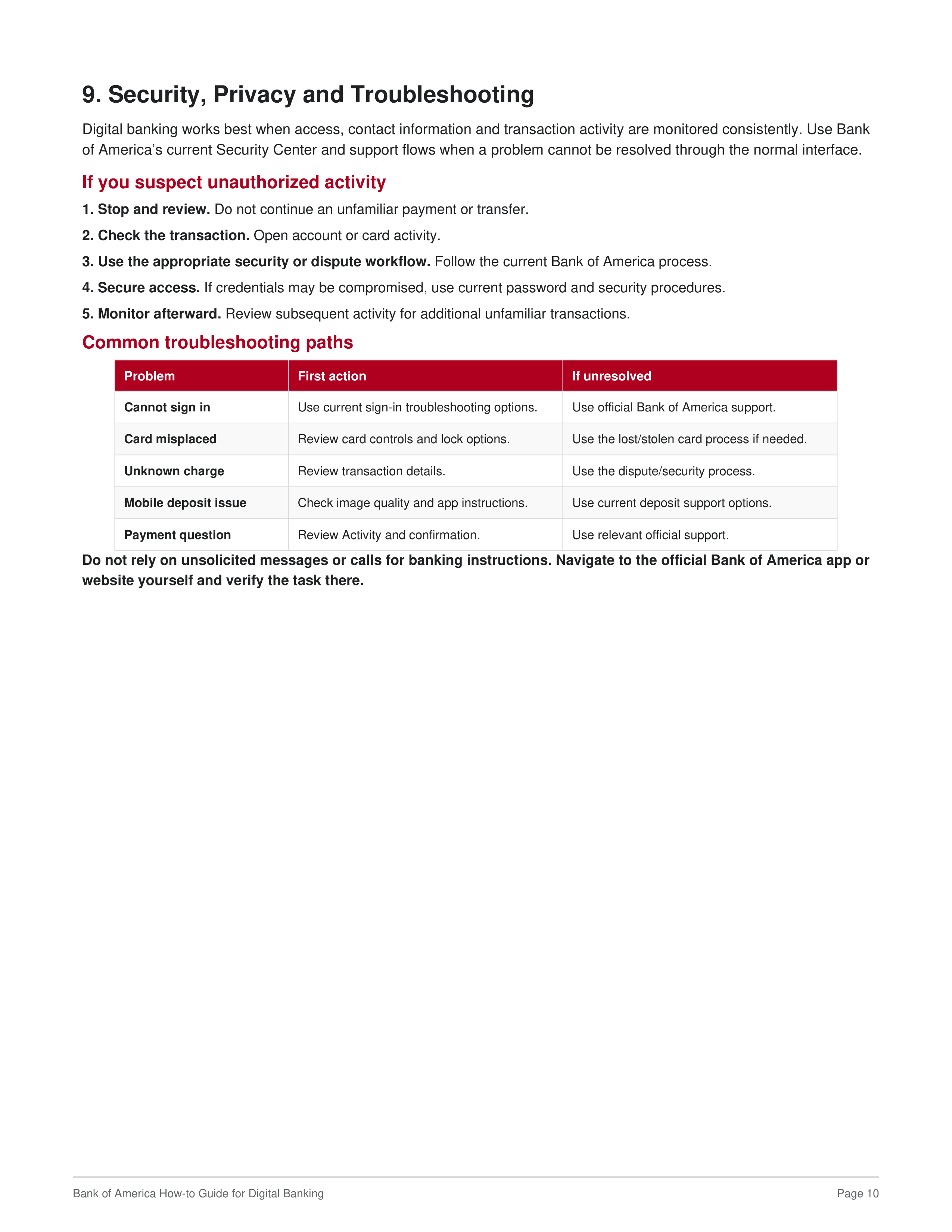 Bank of America How to Guide for Digital Banking — page 10