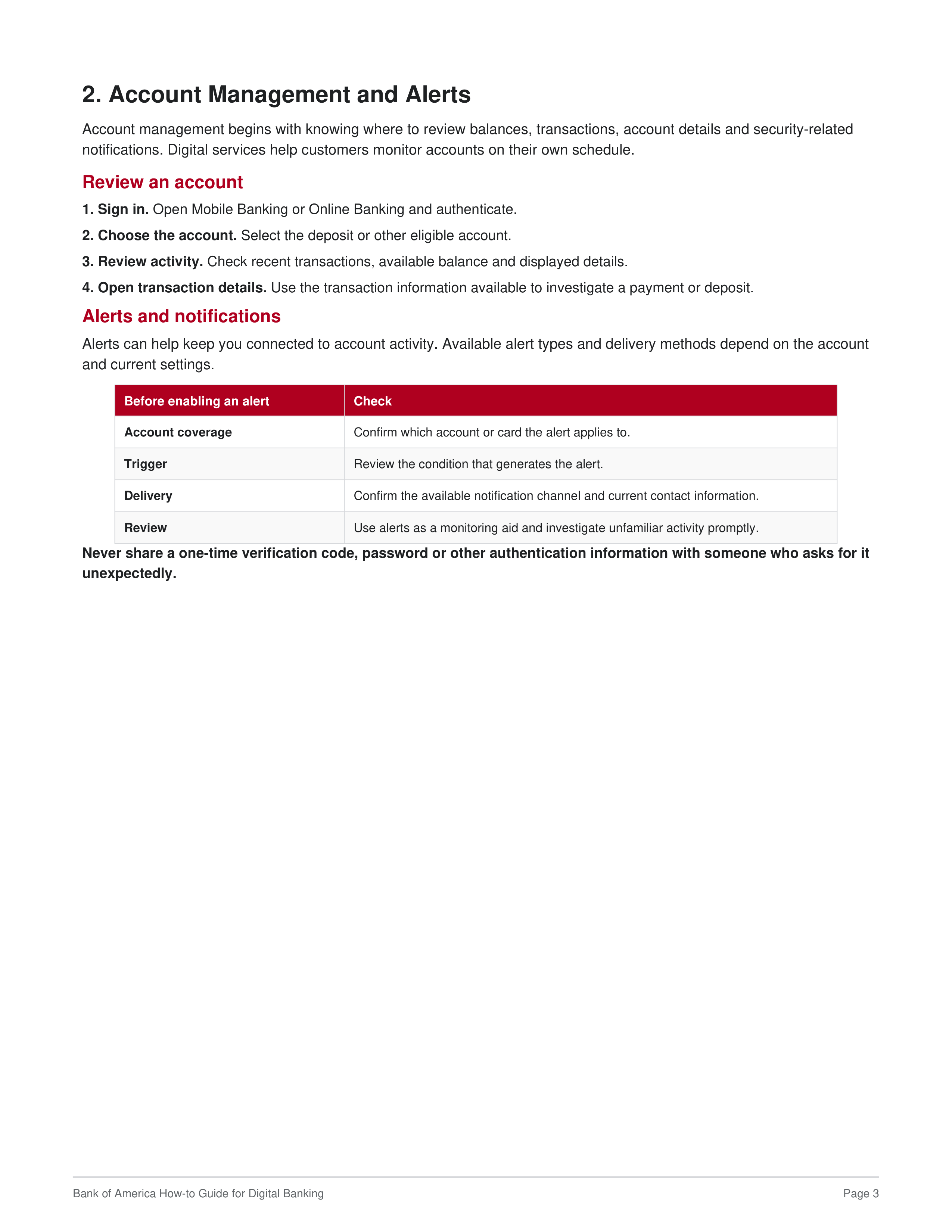 Bank of America How to Guide for Digital Banking — page 3