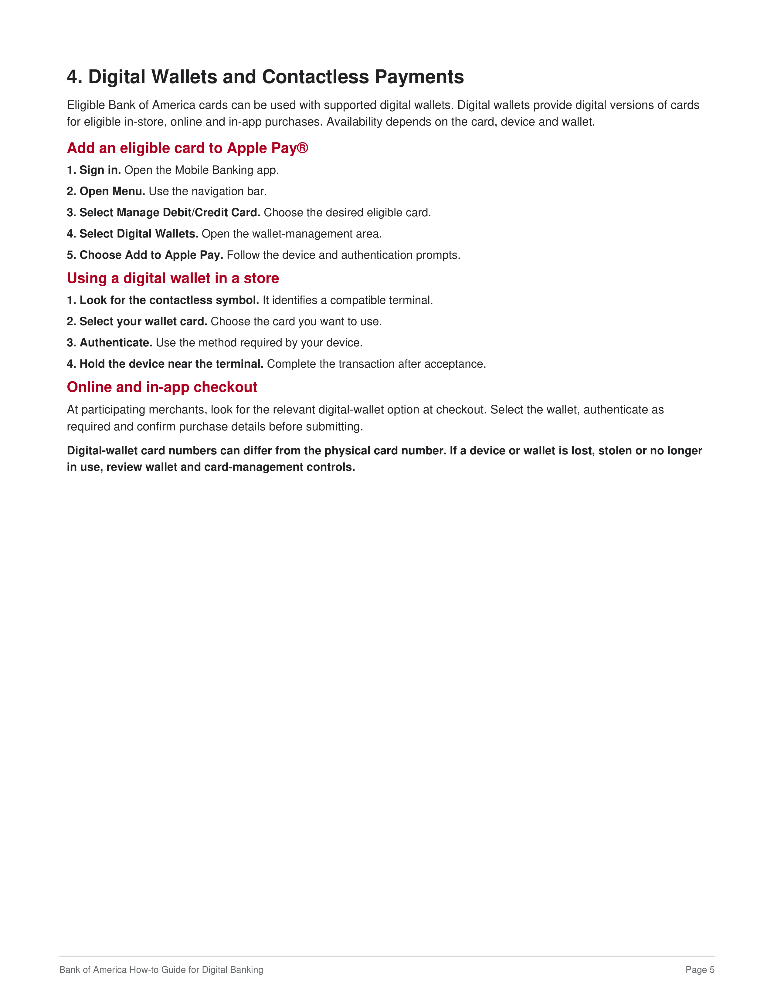 Bank of America How to Guide for Digital Banking — page 5