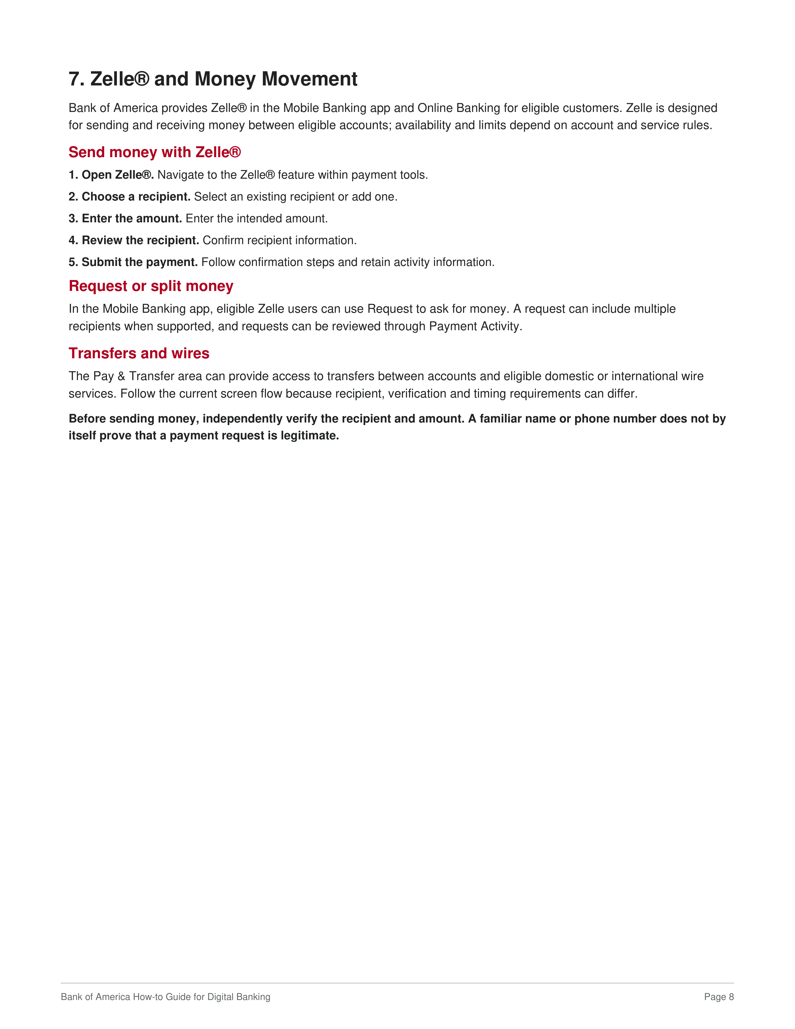 Bank of America How to Guide for Digital Banking — page 8