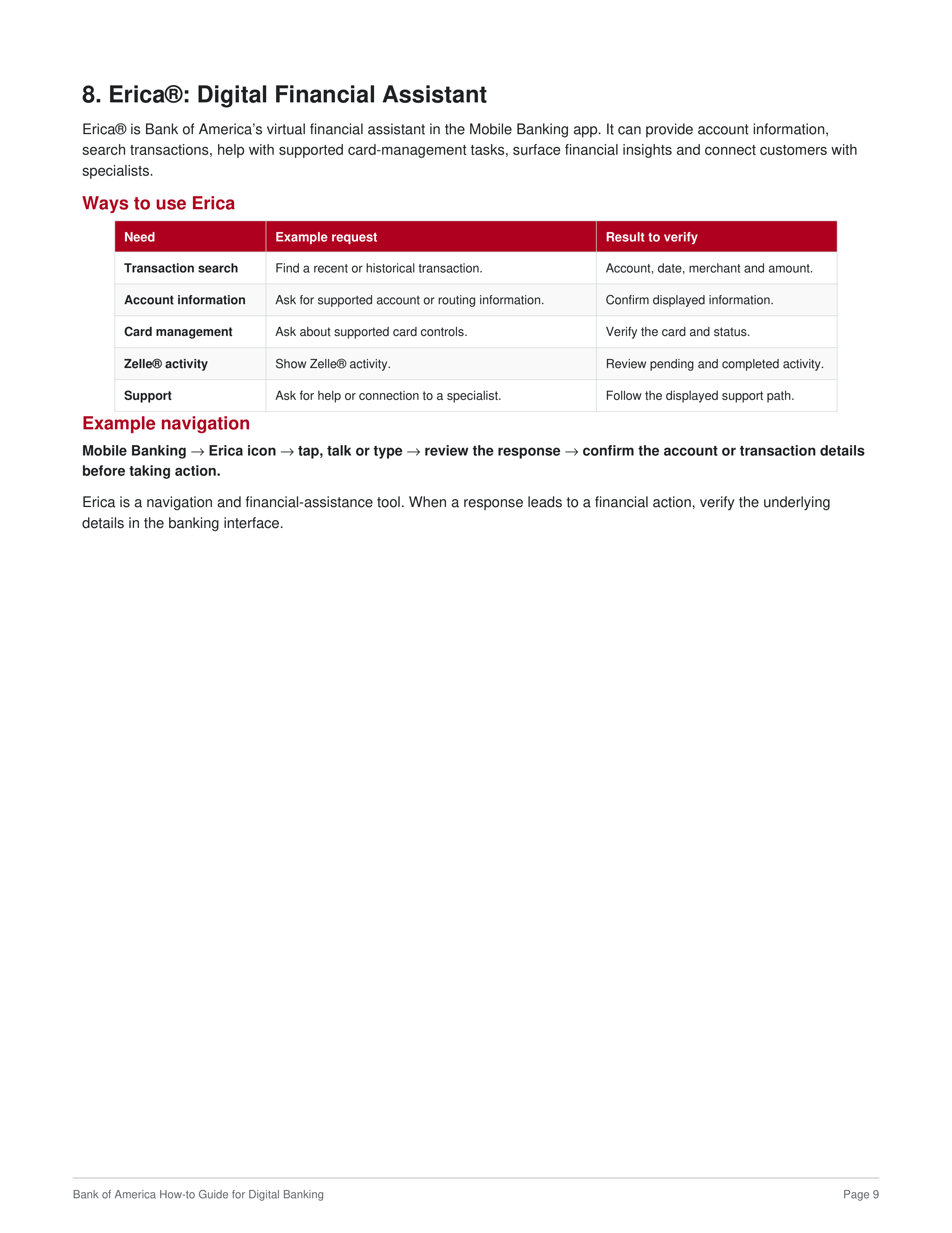Bank of America How to Guide for Digital Banking — page 9