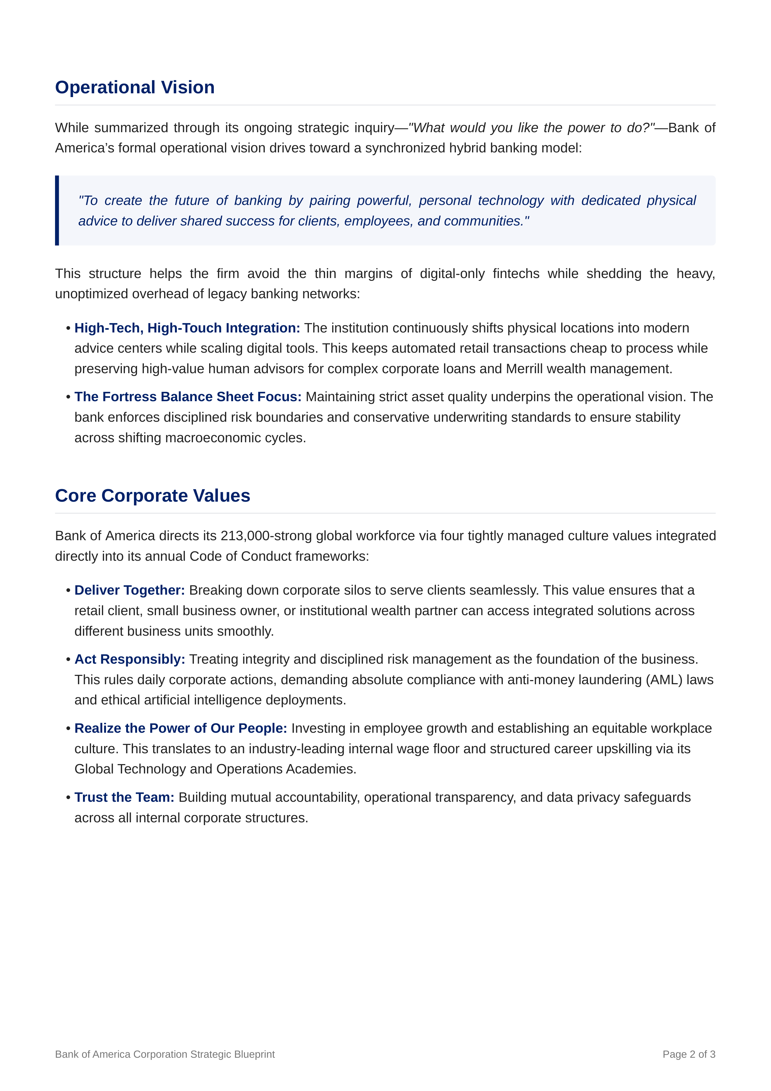Bank of America Mission Statement — page 2
