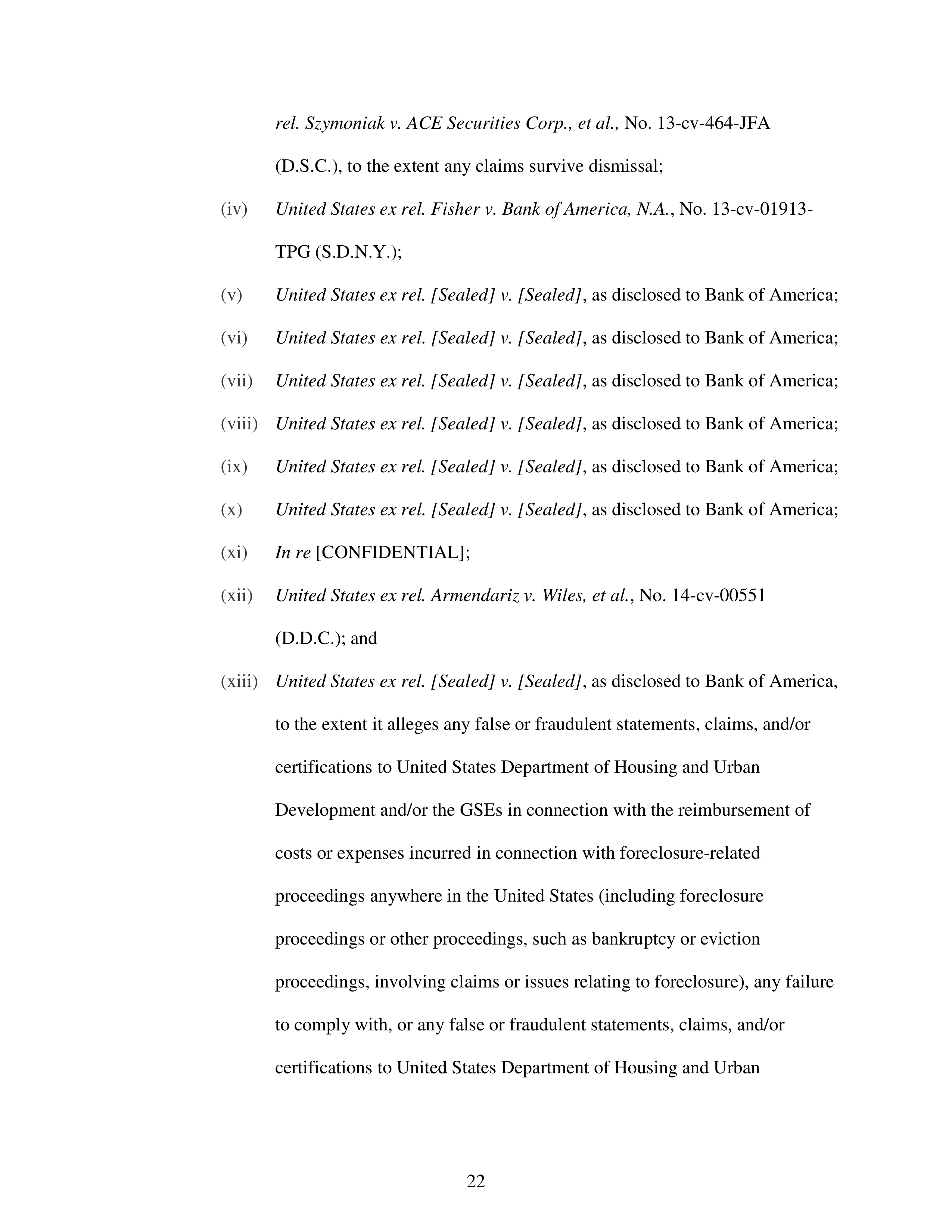 Bank of America Settlement Agreement — page 22