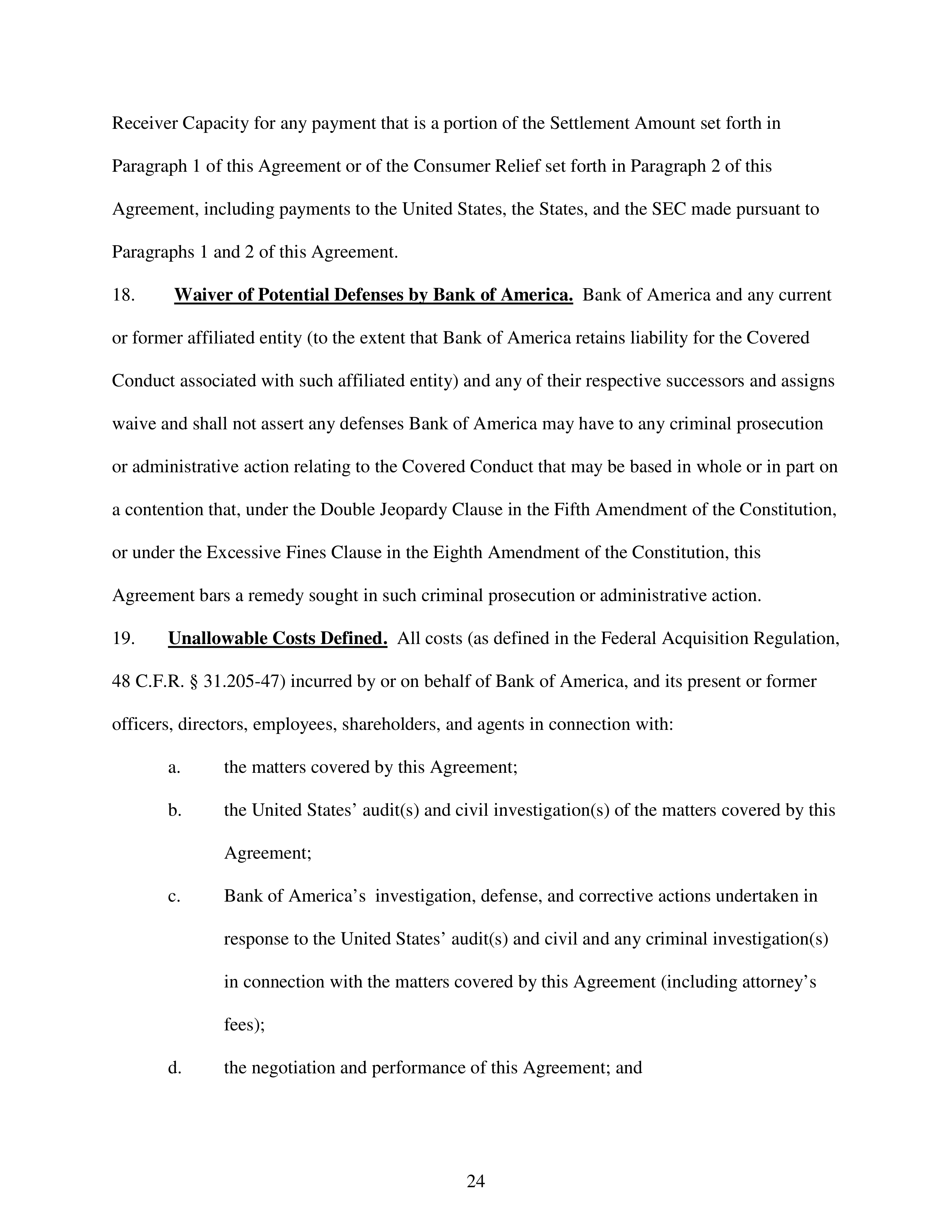 Bank of America Settlement Agreement — page 24