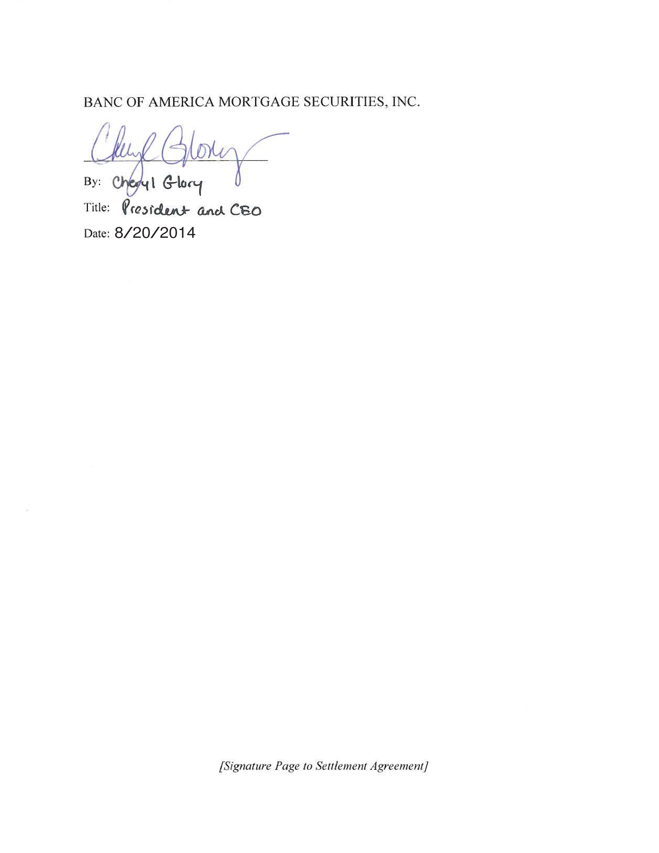 Bank of America Settlement Agreement — page 31