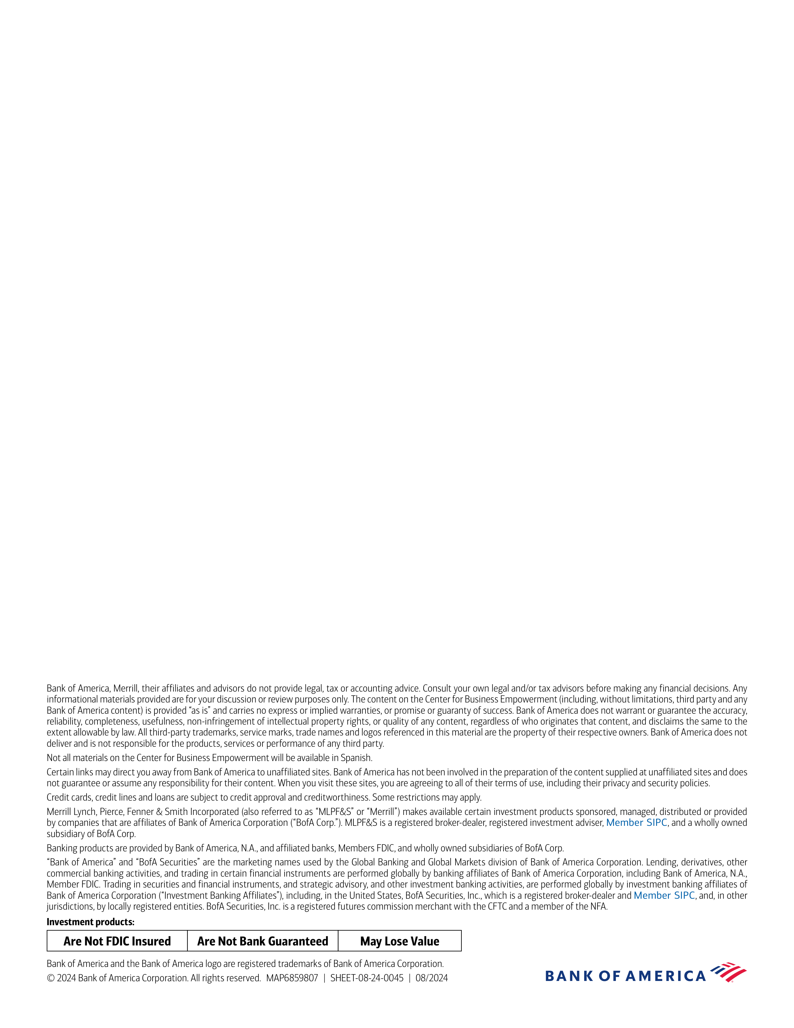 Bank of America business Plan  — page 10