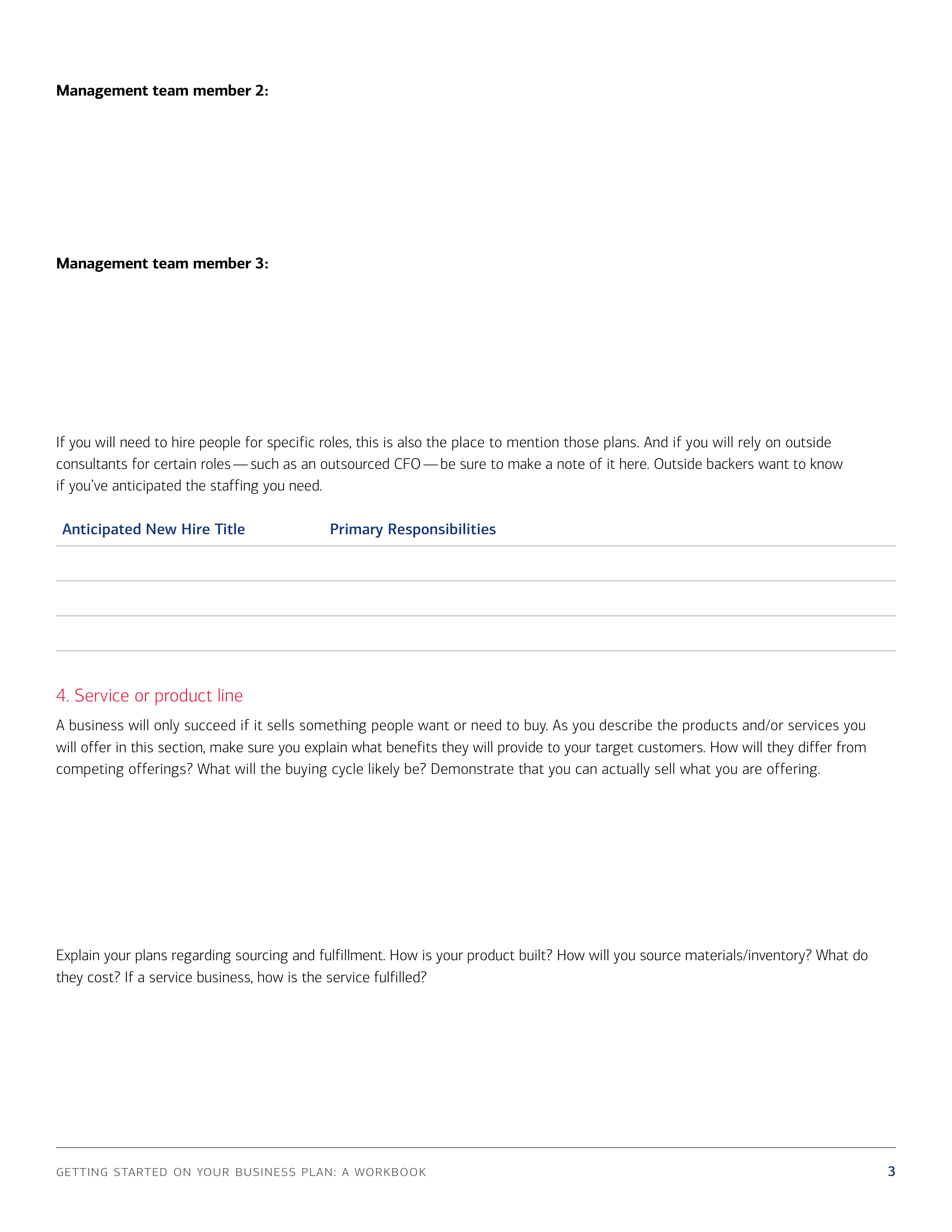 Bank of America business Plan  — page 3
