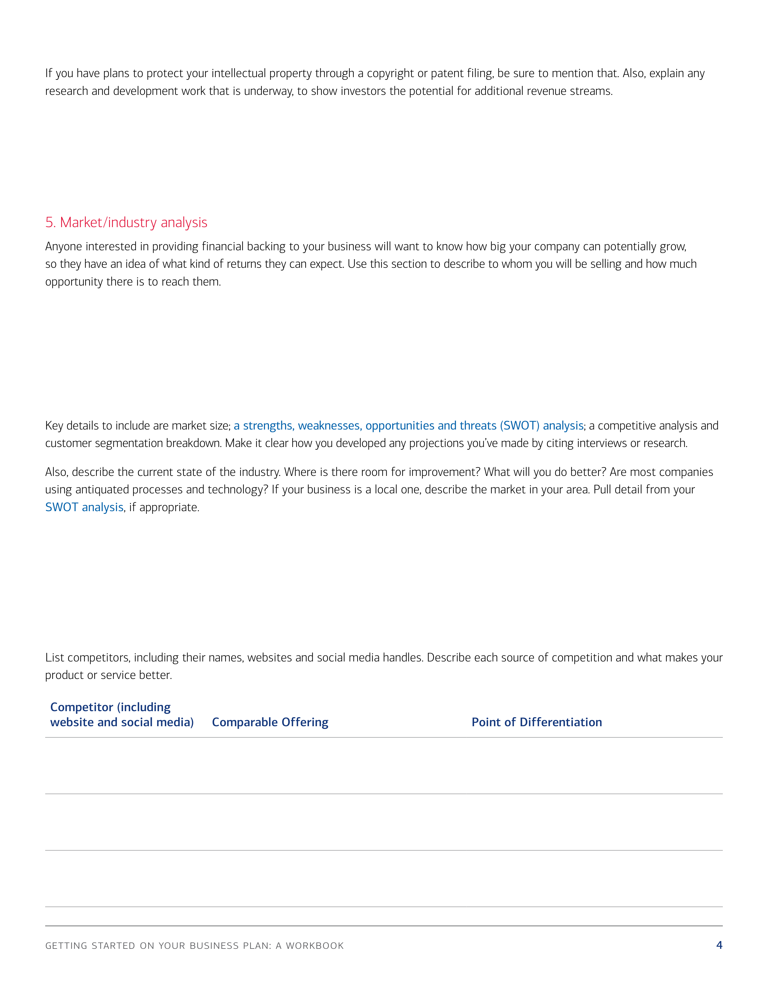 Bank of America business Plan  — page 4