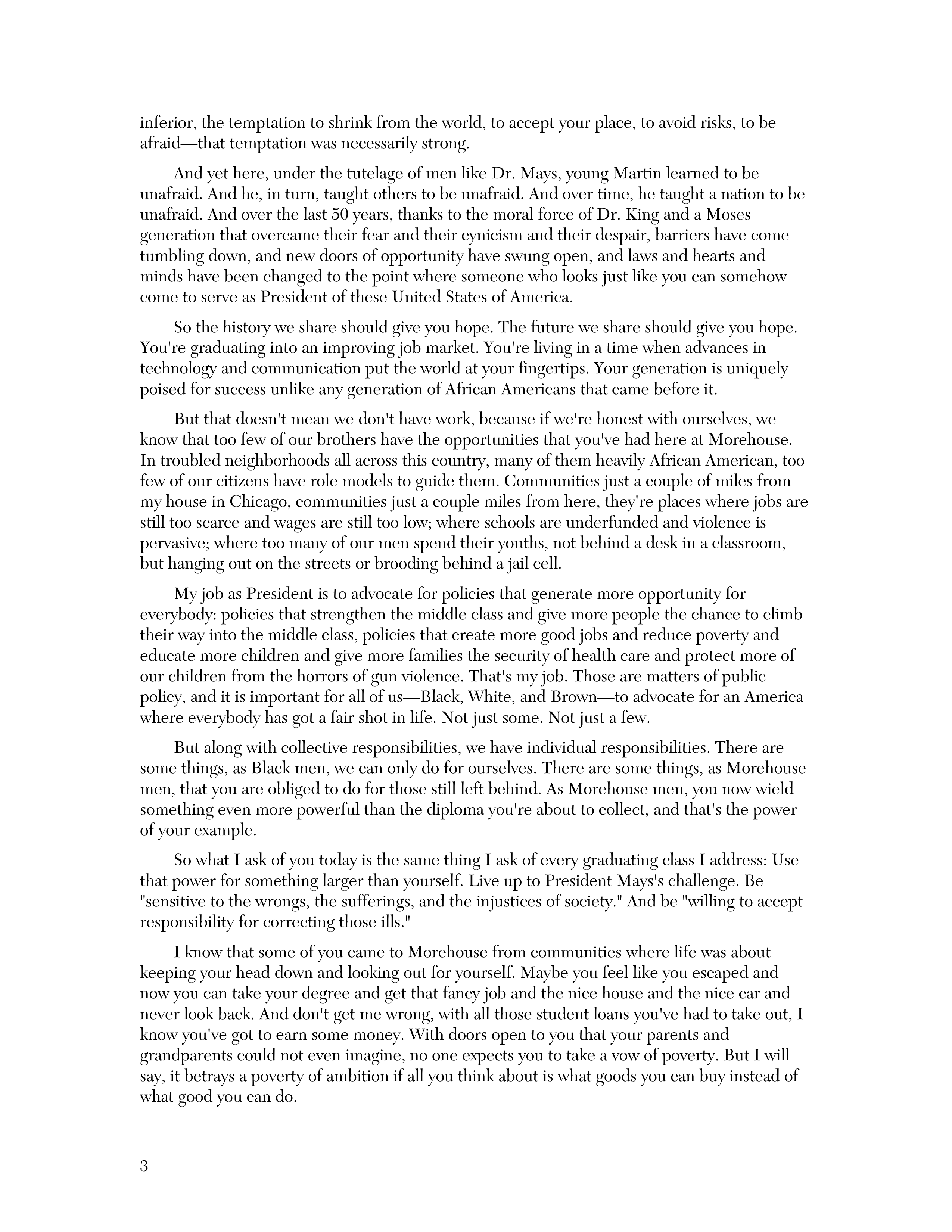 Barack Obama Morehouse Commencement Speech — page 3