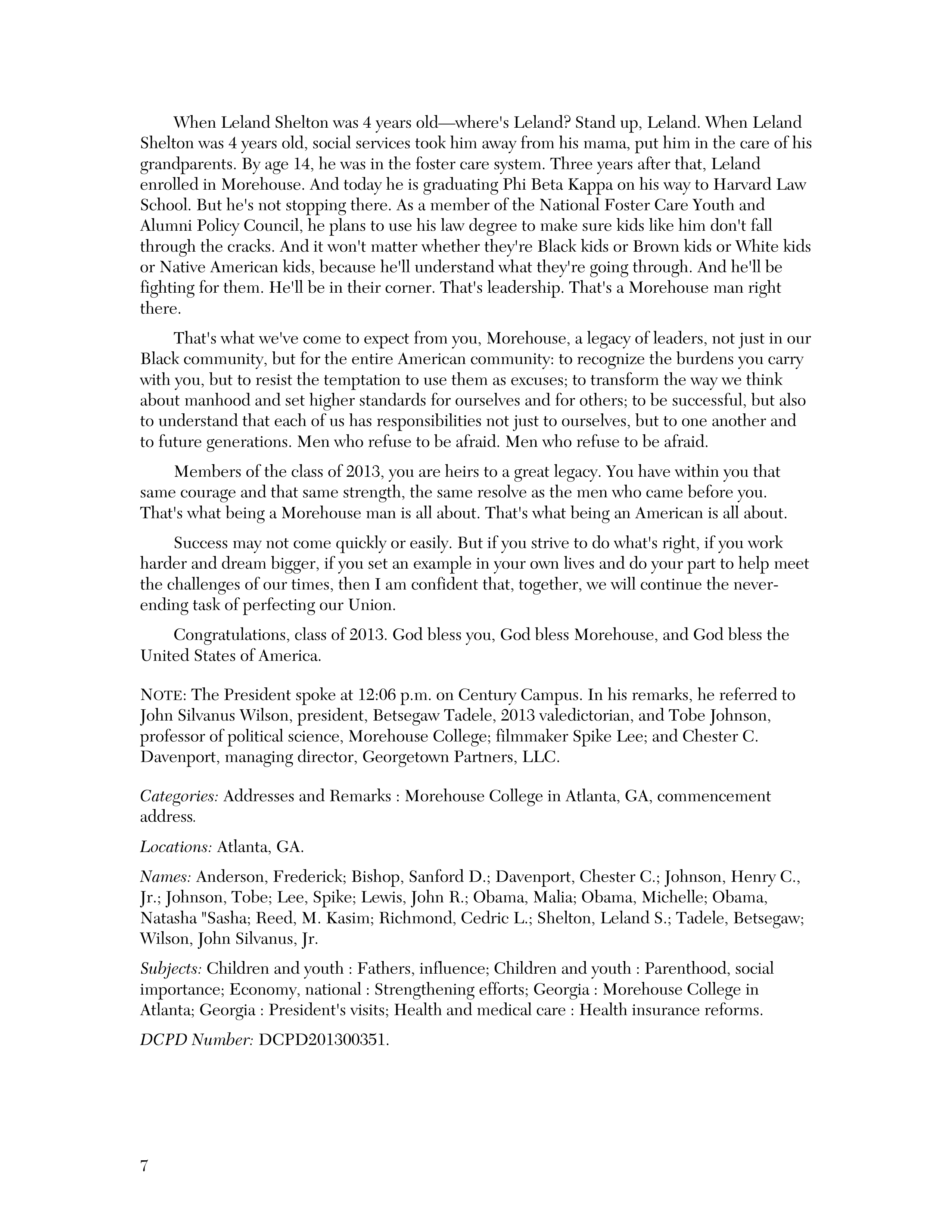 Barack Obama Morehouse Commencement Speech — page 7