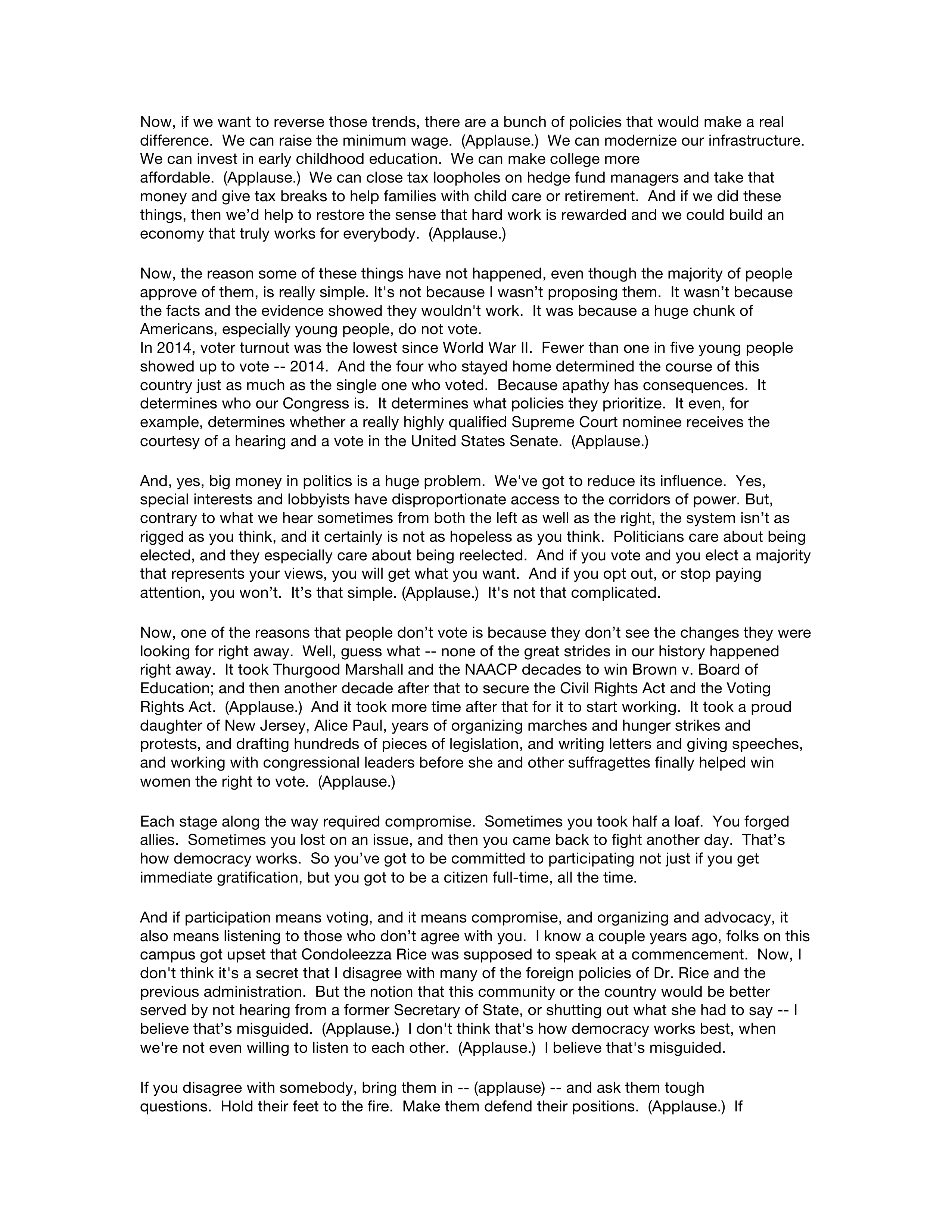 Right Reverse Example Barack Obama Rutgers Commencement Speech – AI Commencement Speech ...