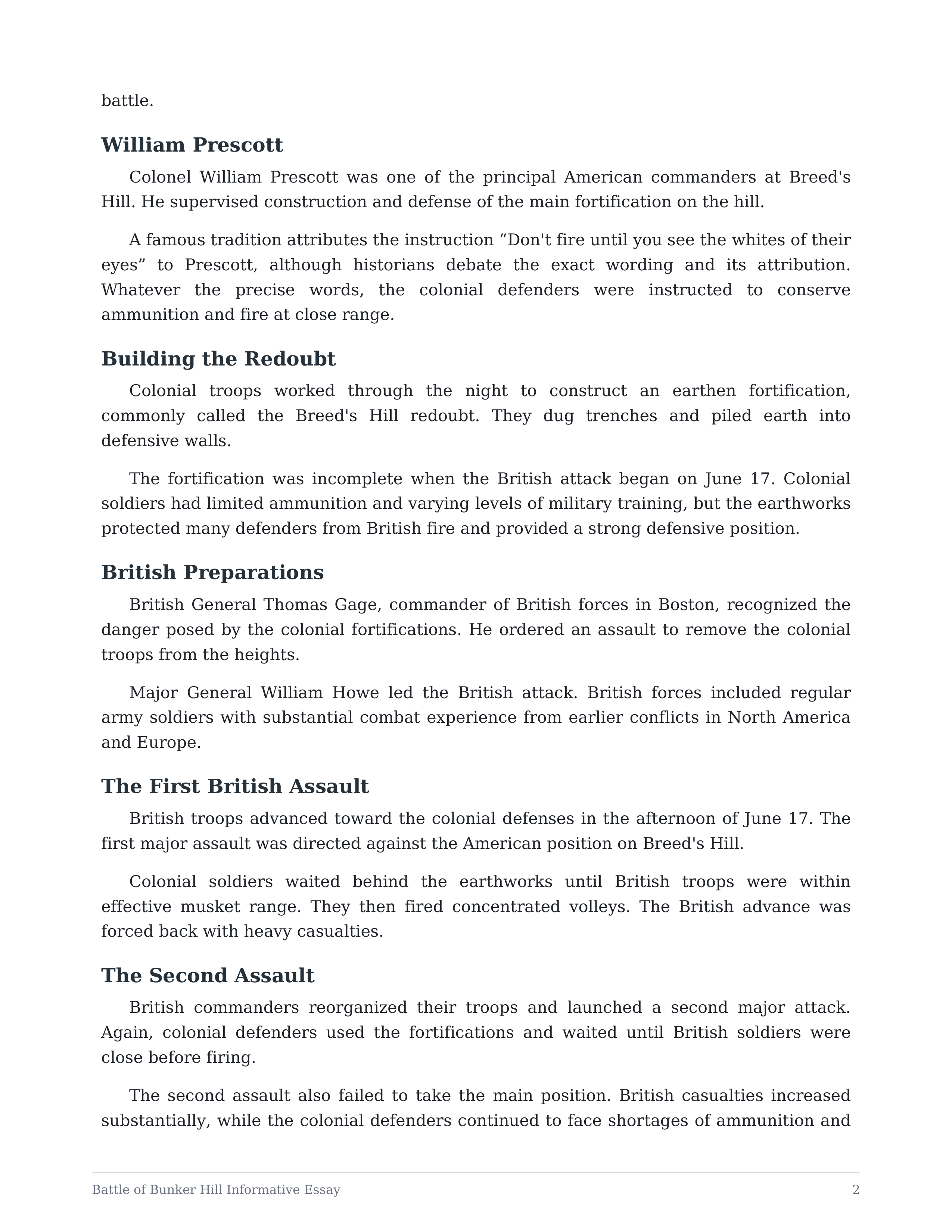 Battle of Bunker Hill Informative Essay — page 2