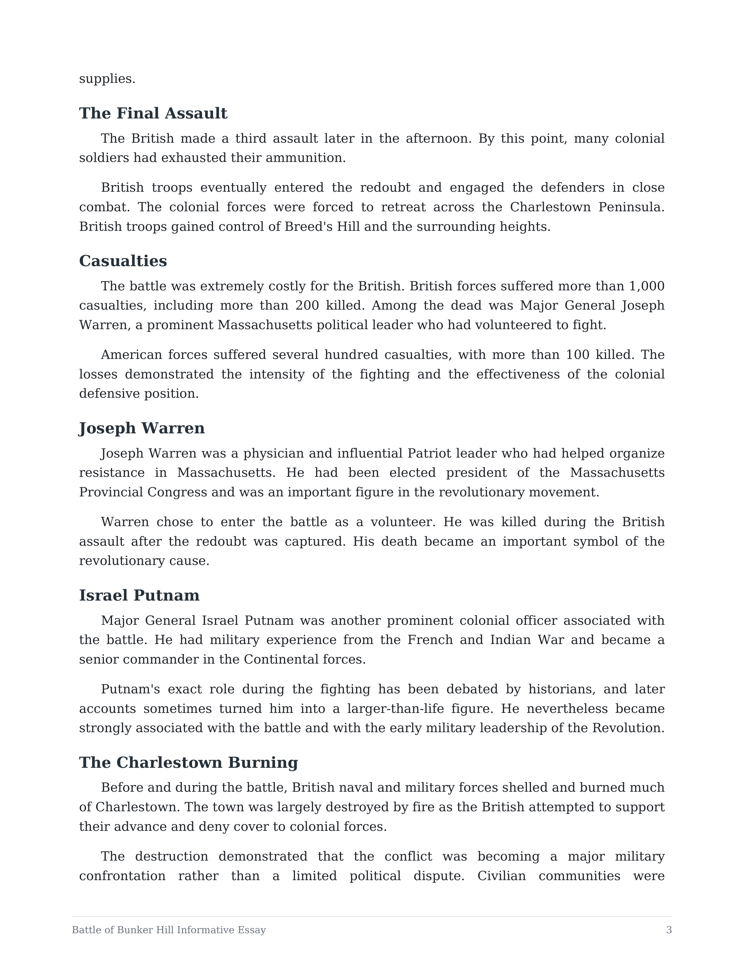 Battle of Bunker Hill Informative Essay — page 3