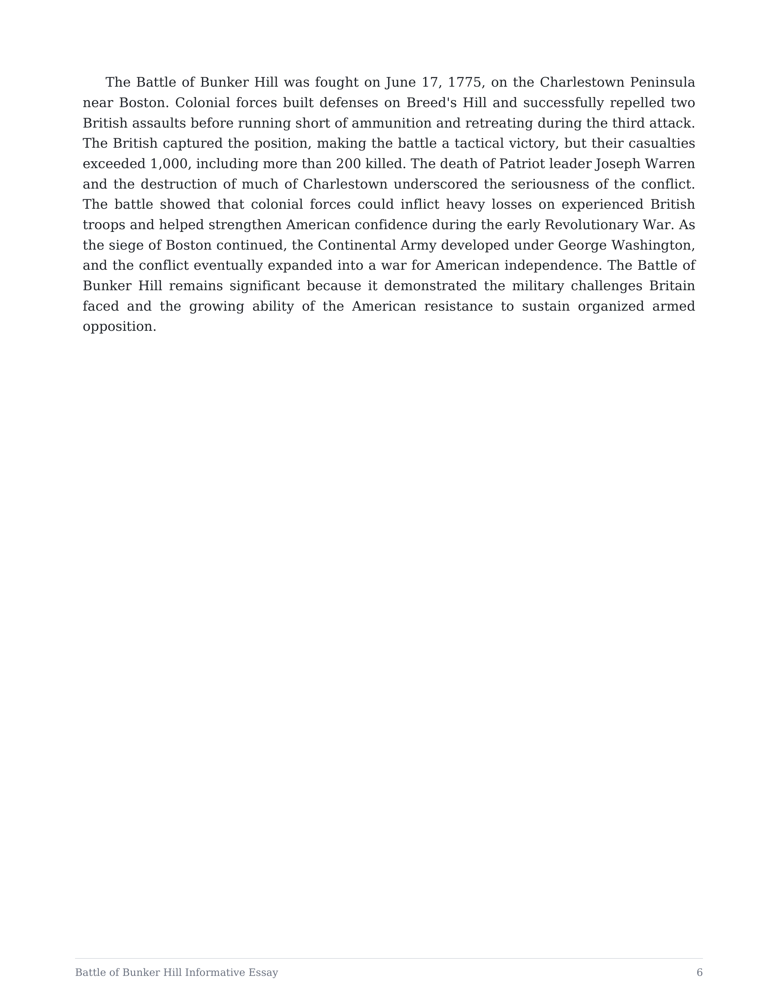 Battle of Bunker Hill Informative Essay — page 6