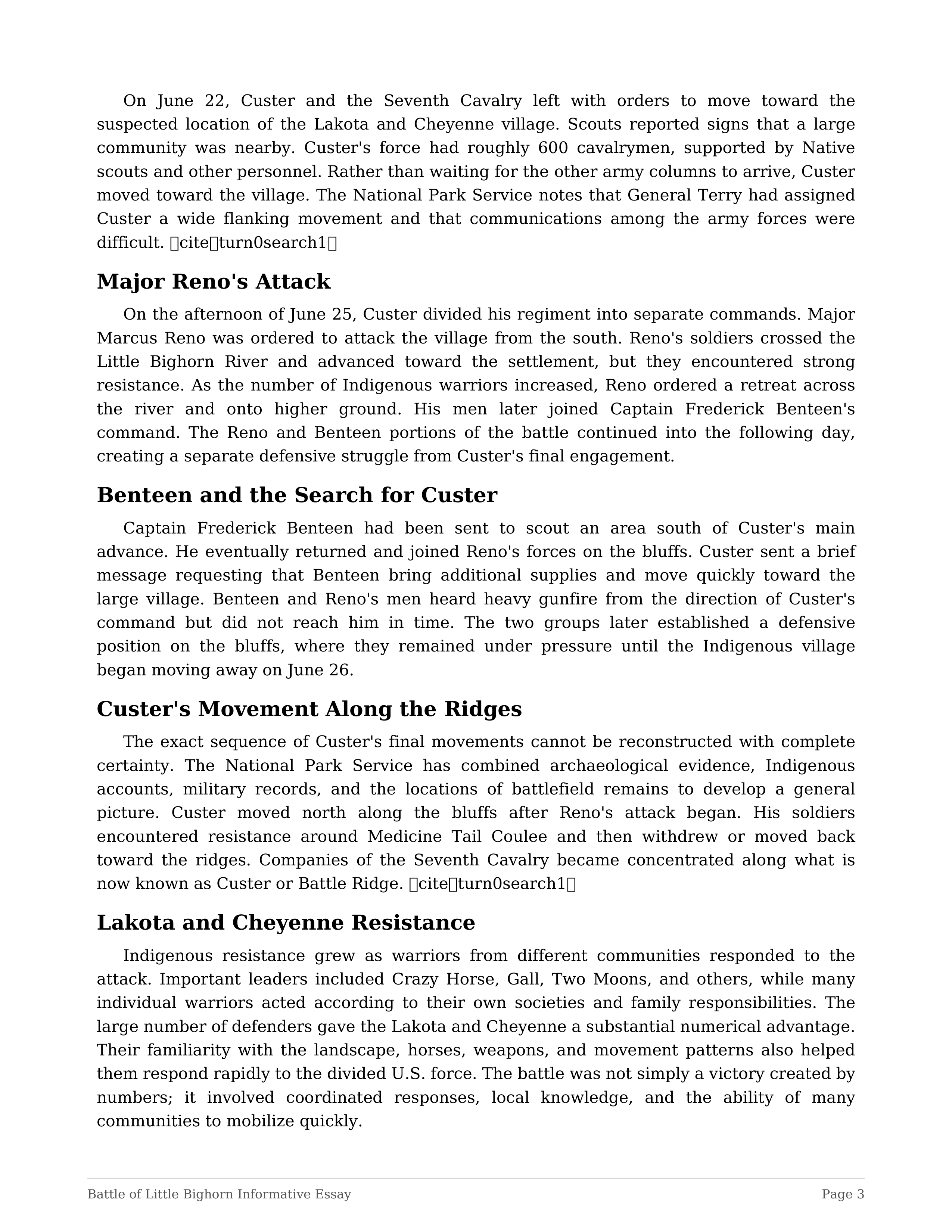 Battle of Little Bighorn Informative Essay — page 3