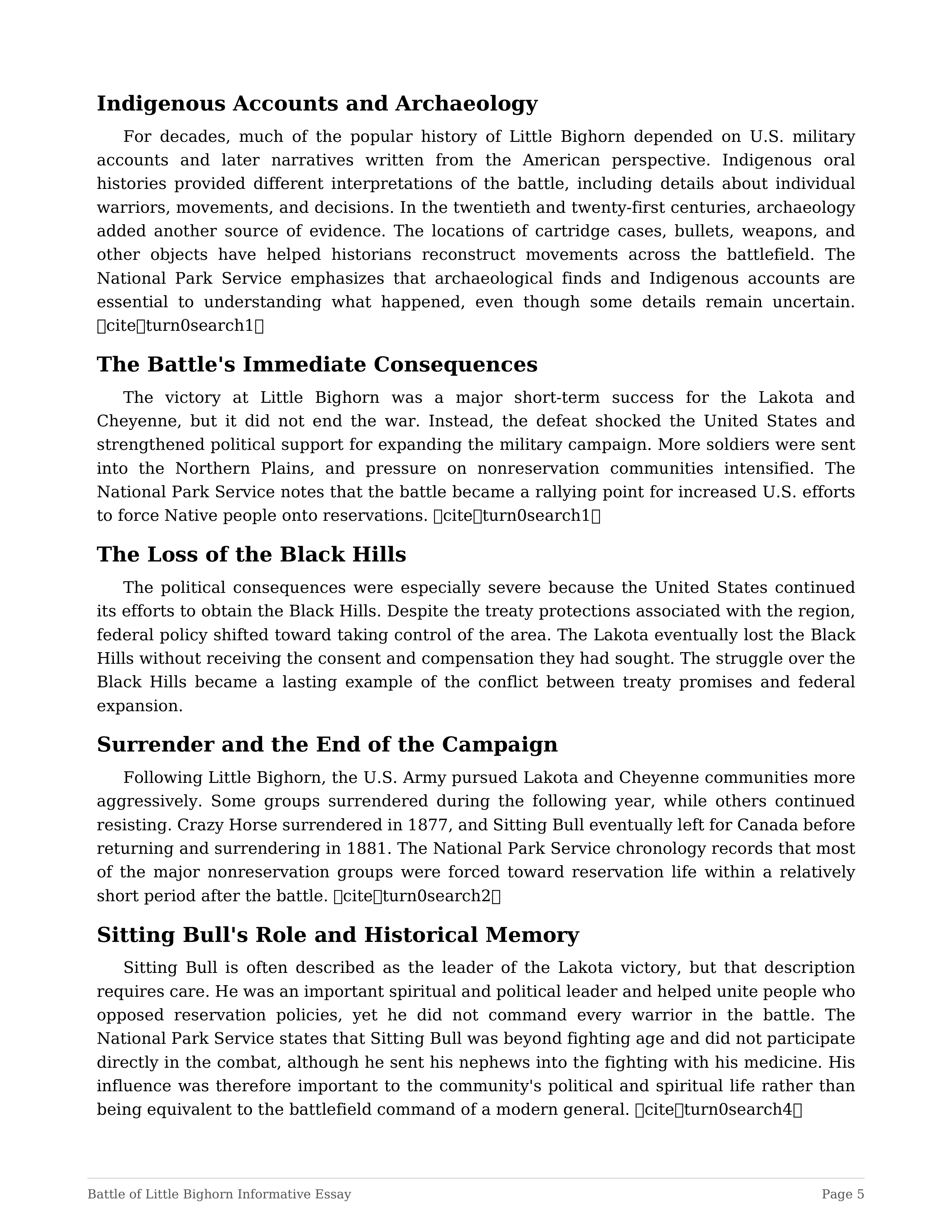 Battle of Little Bighorn Informative Essay — page 5