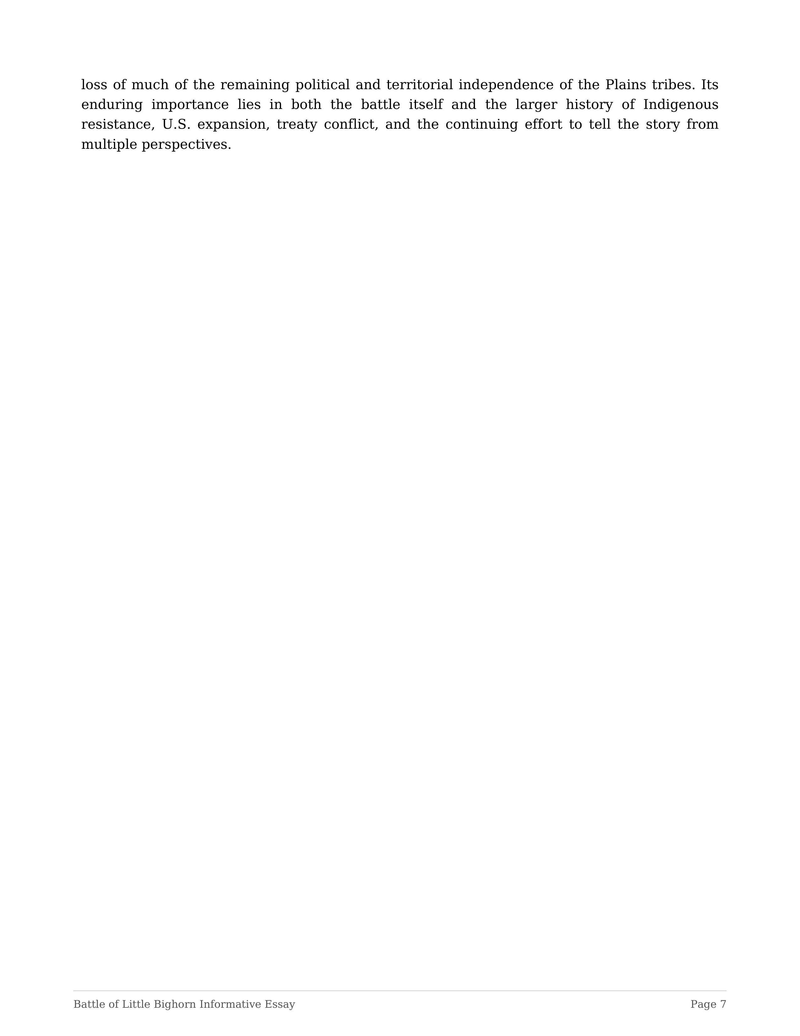 Battle of Little Bighorn Informative Essay — page 7
