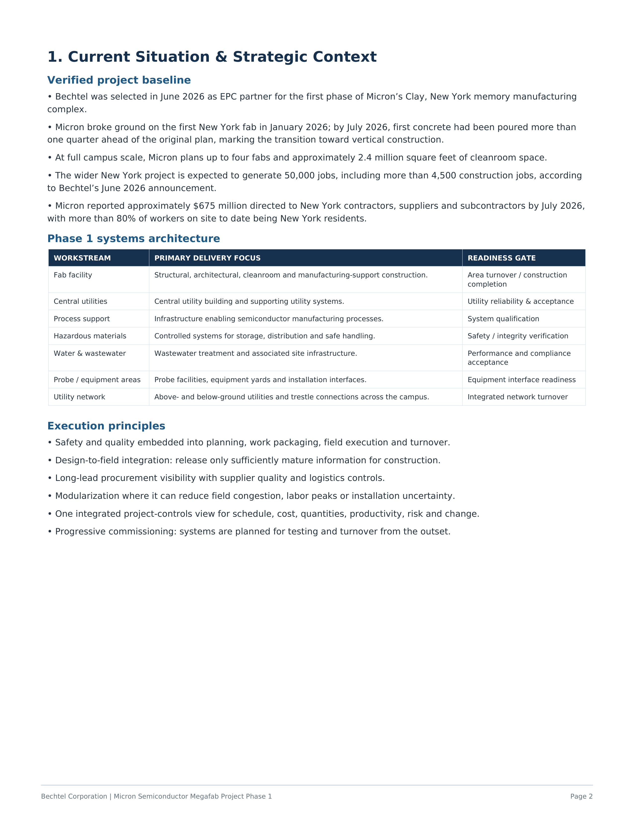 Bechtel Corporation’s Micron Semiconductor Megafab Project Action Plan — page 2