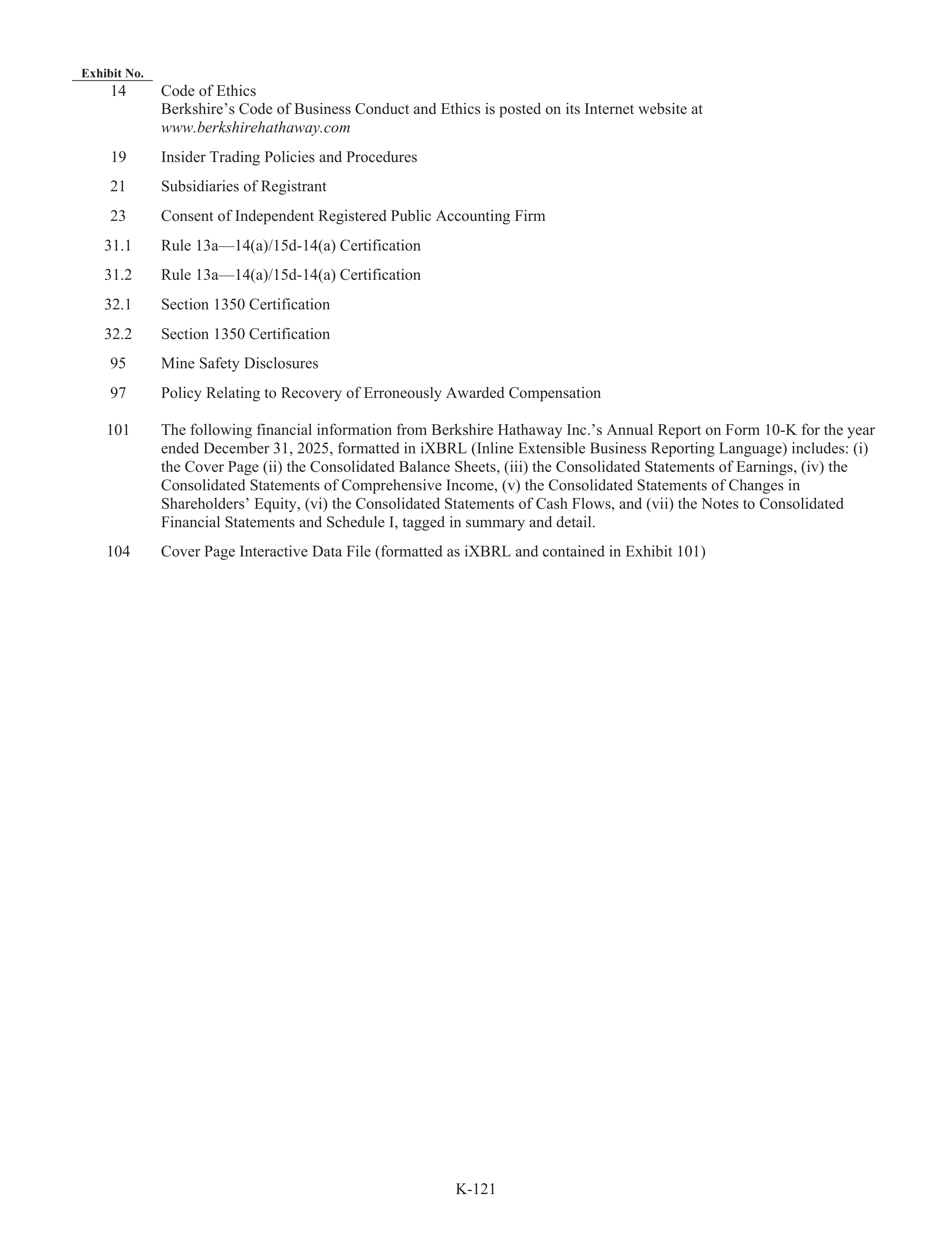 Berkshire Hathaway Annual Report — page 147