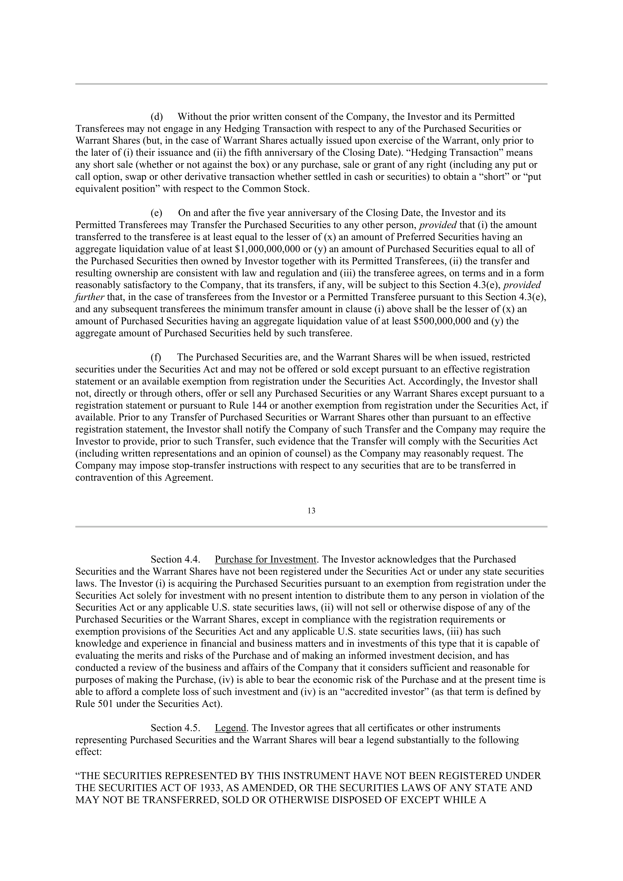 Berkshire Hathaway SECURITIES PURCHASE AGREEMENT — page 10