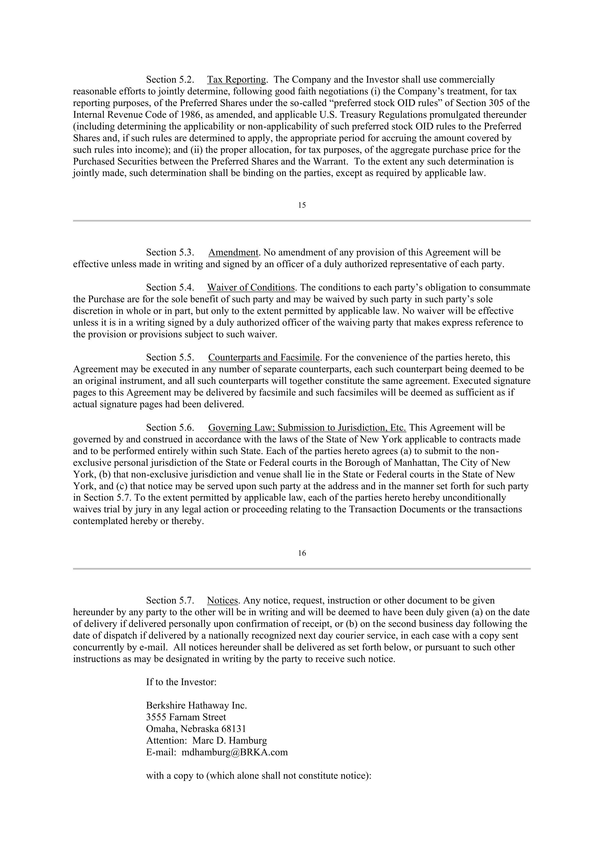 Berkshire Hathaway SECURITIES PURCHASE AGREEMENT — page 12