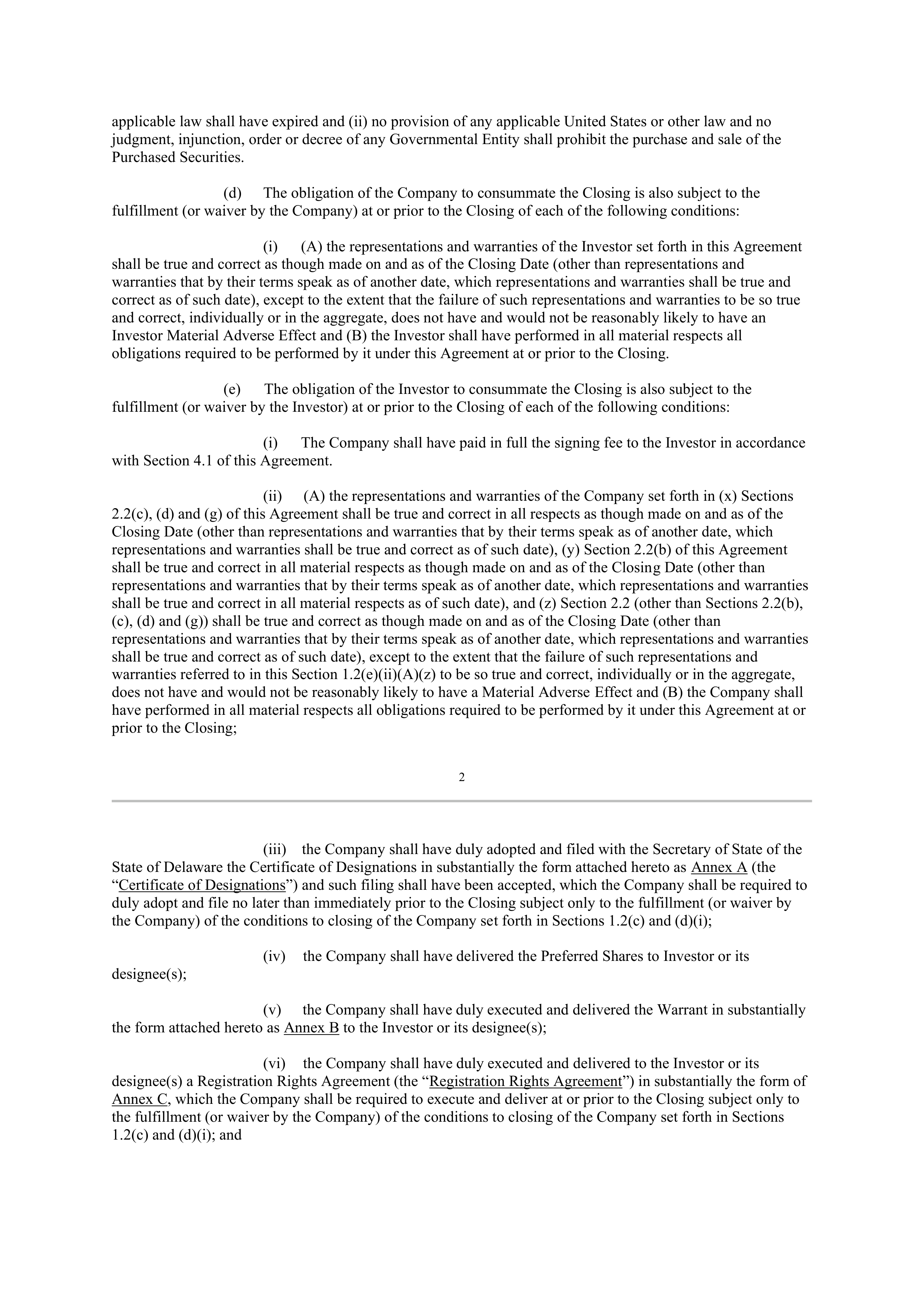Berkshire Hathaway SECURITIES PURCHASE AGREEMENT — page 2