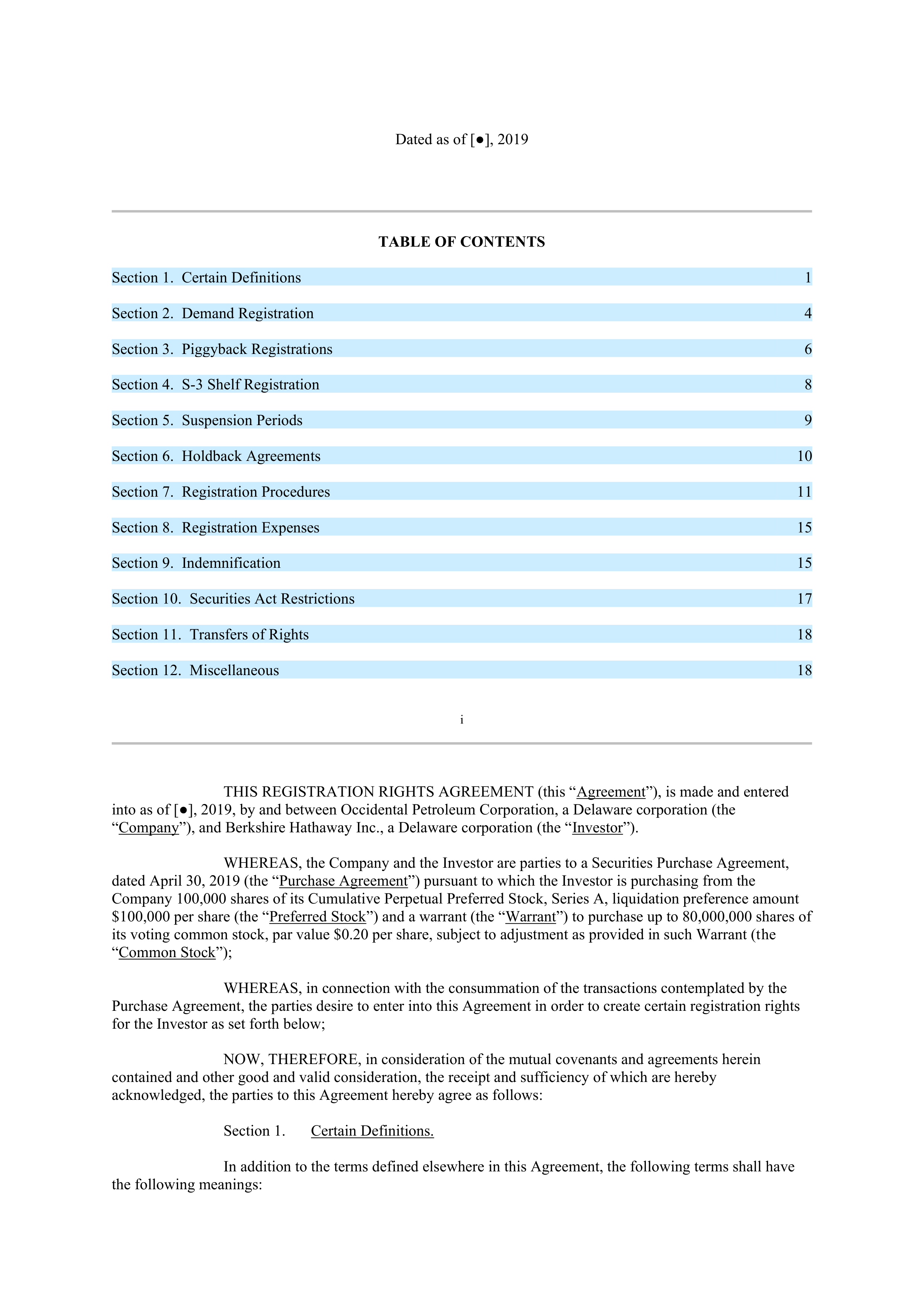 Berkshire Hathaway SECURITIES PURCHASE AGREEMENT — page 38