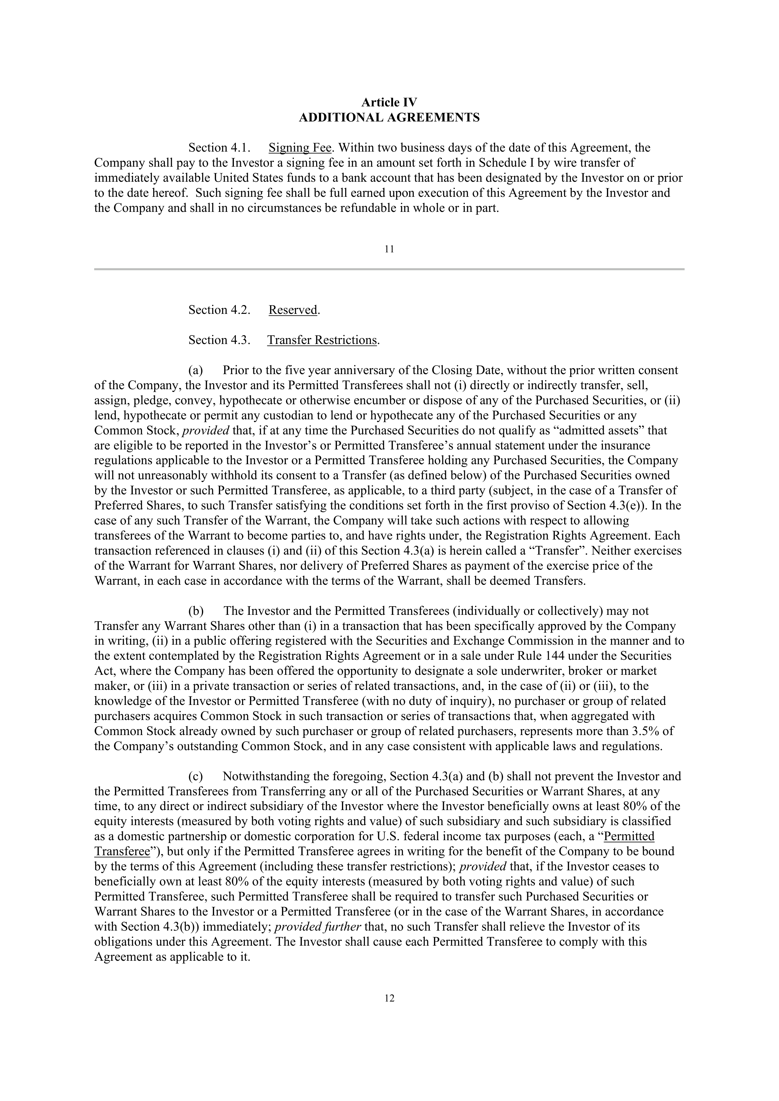 Berkshire Hathaway SECURITIES PURCHASE AGREEMENT — page 9