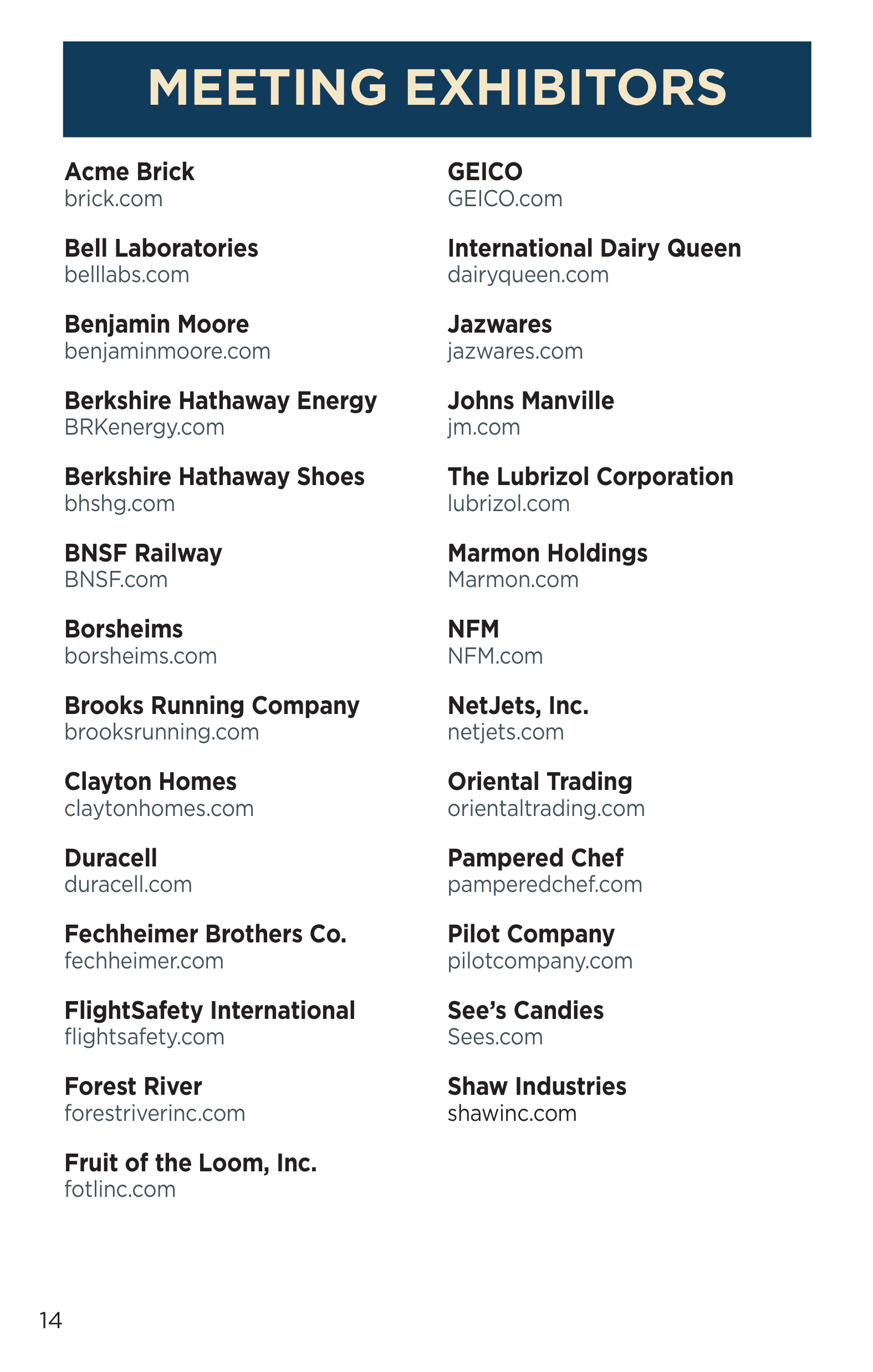 Berkshire Hathaway Visitor’s Guide — page 16