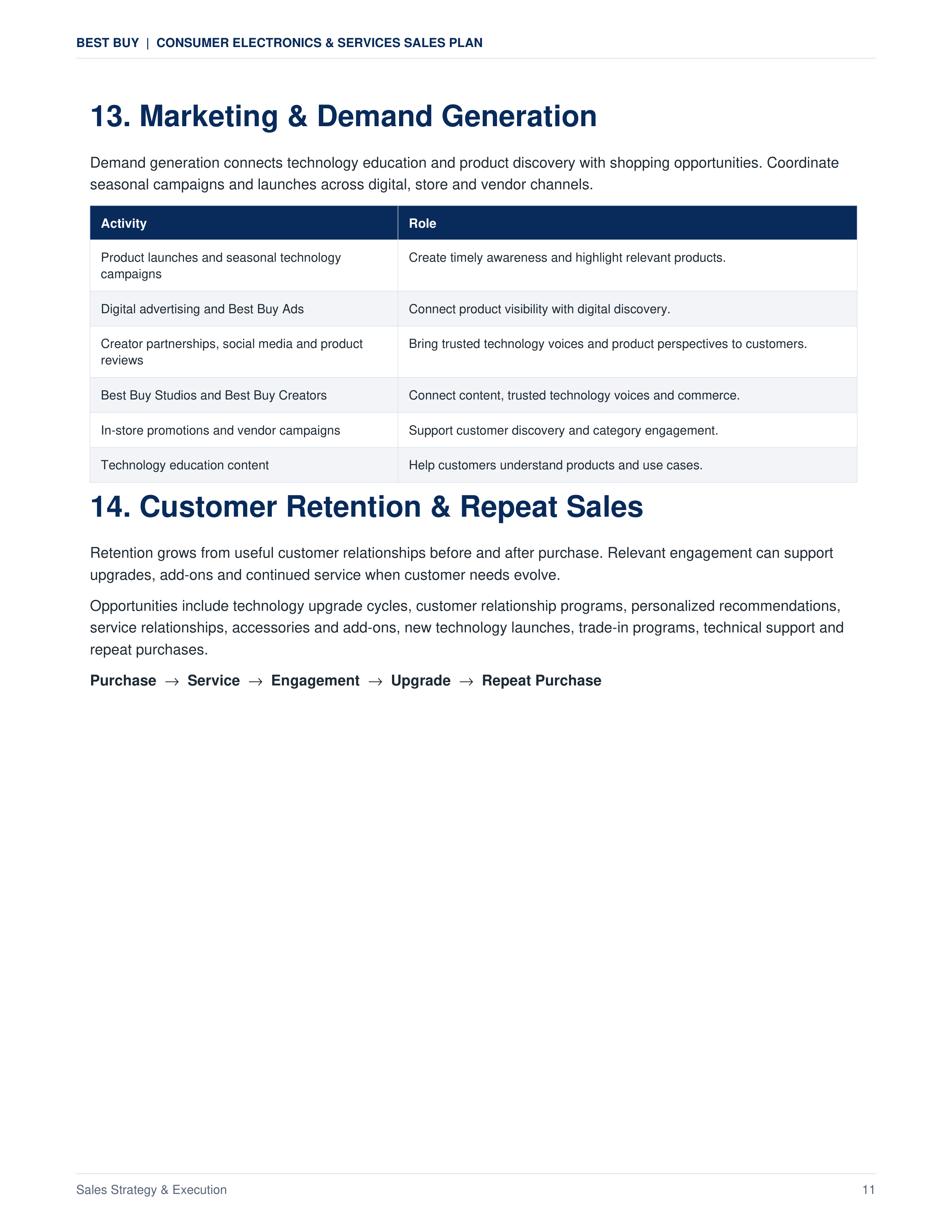 Best Buy Consumer Electronics & Services Sales Plan — page 11