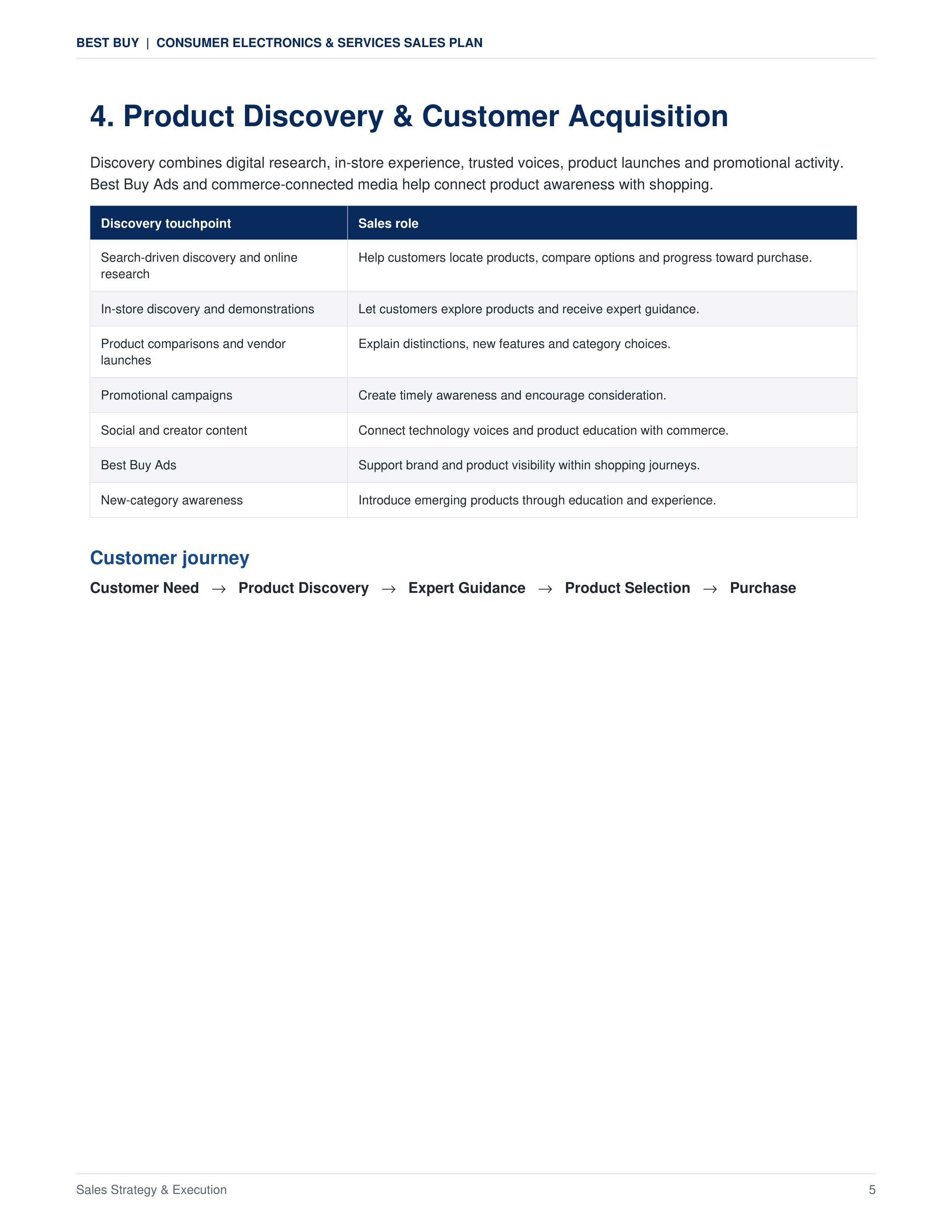 Best Buy Consumer Electronics & Services Sales Plan — page 5