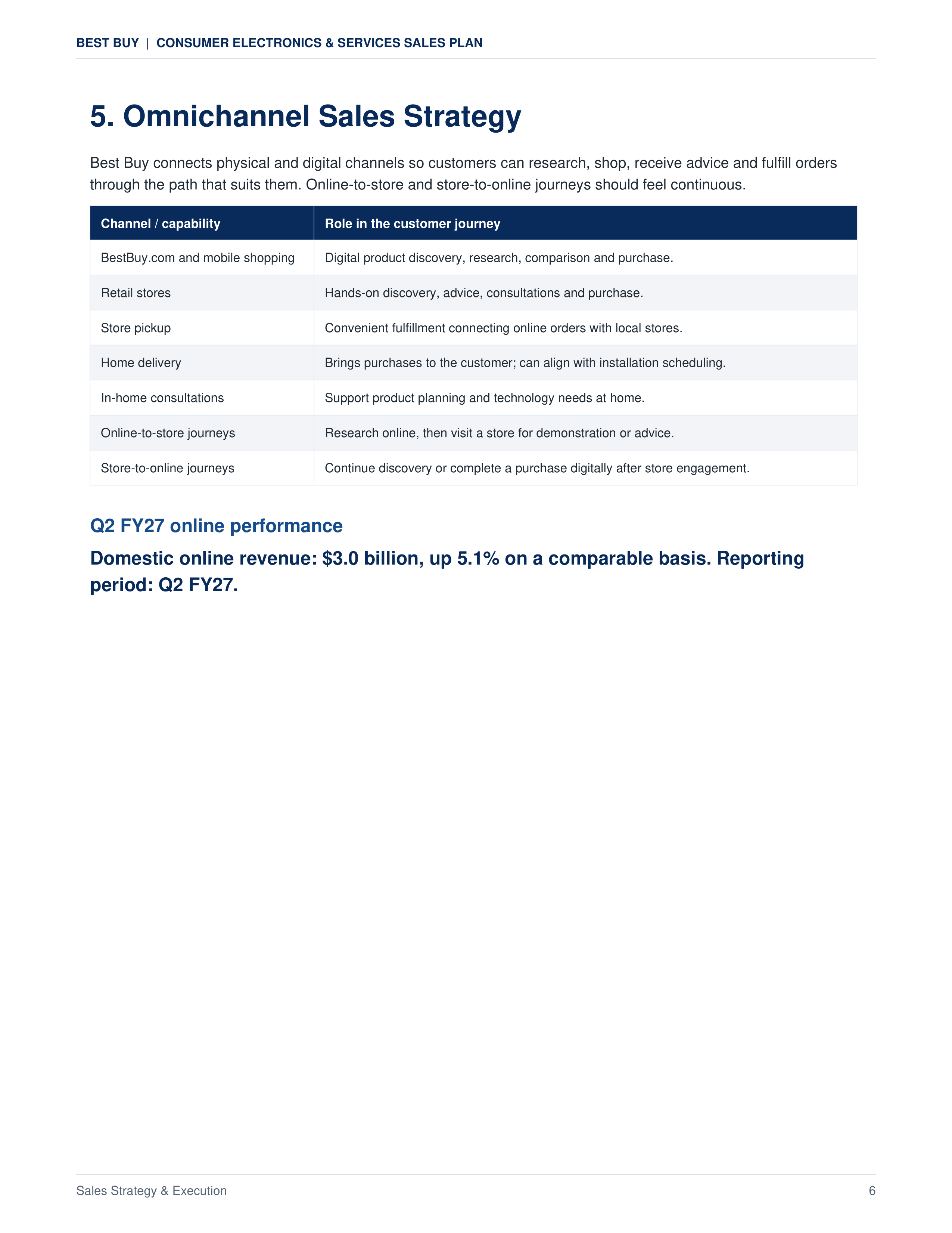 Best Buy Consumer Electronics & Services Sales Plan — page 6