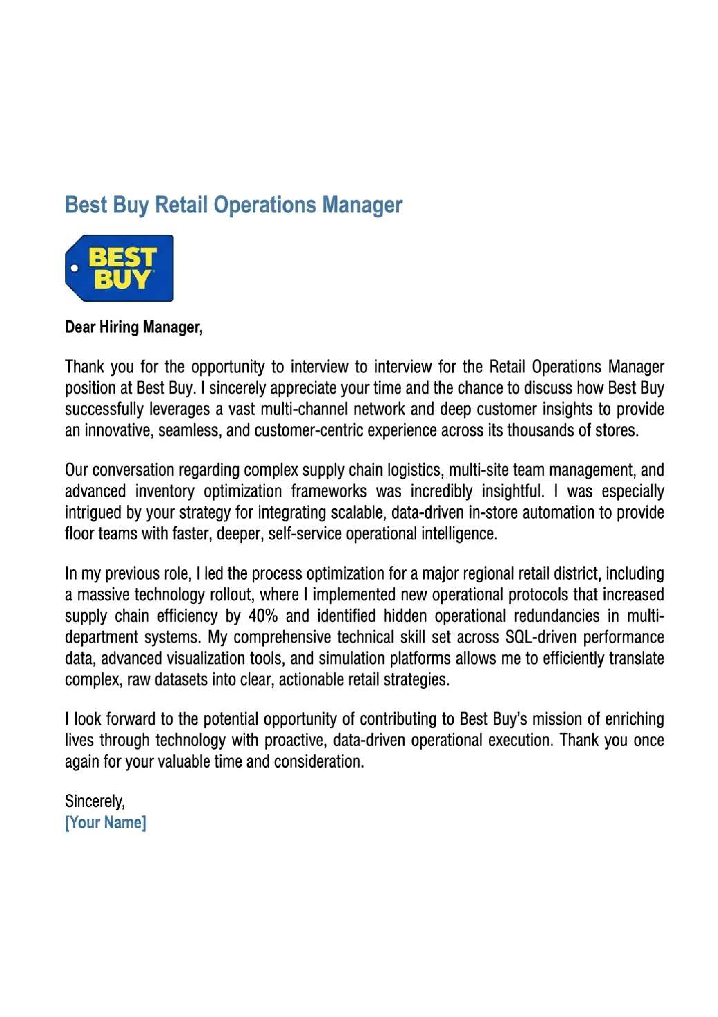 Best Buy Retail Operations Manager — page 1