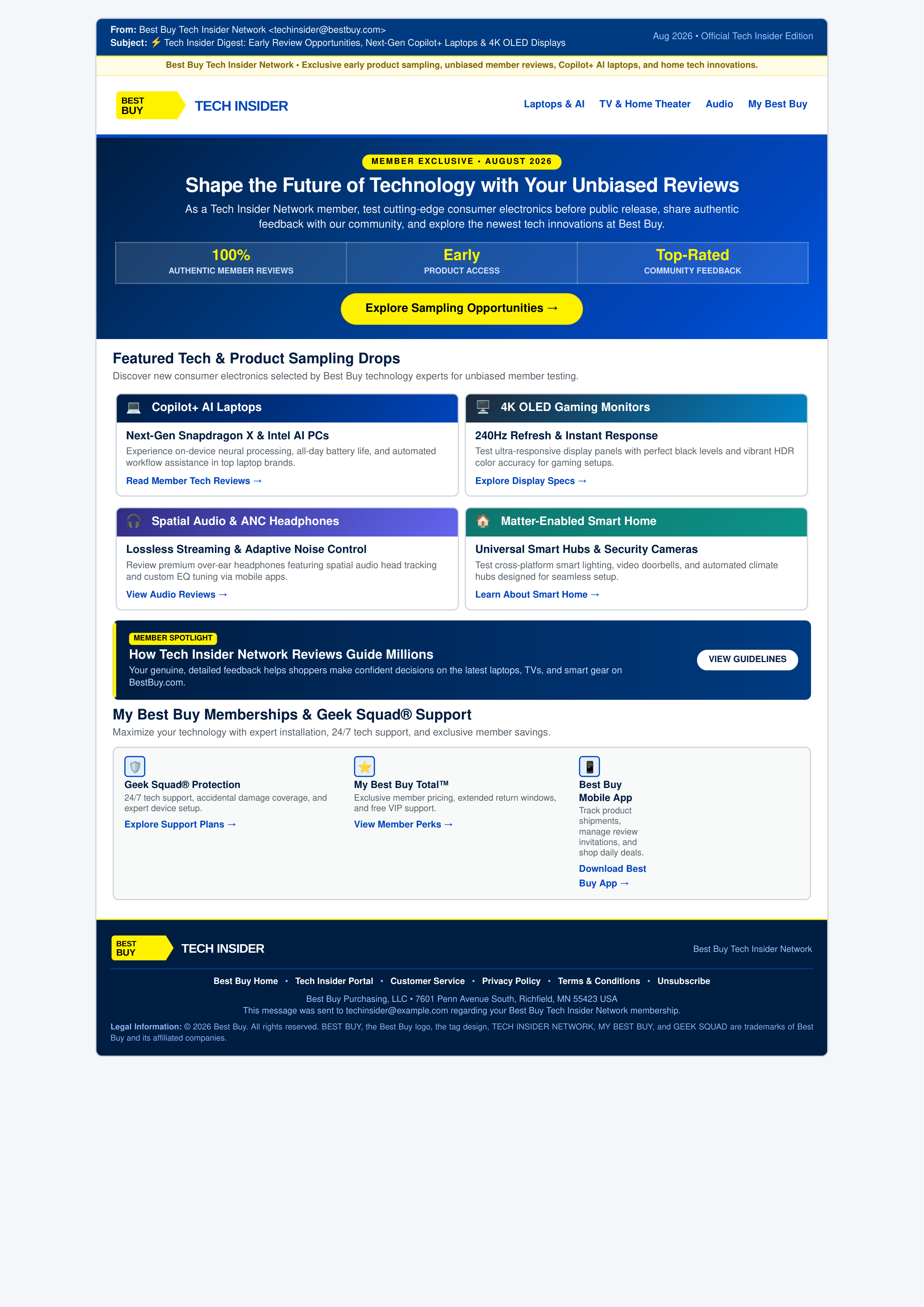 Best Buy Tech Insider Email Newsletter — page 1