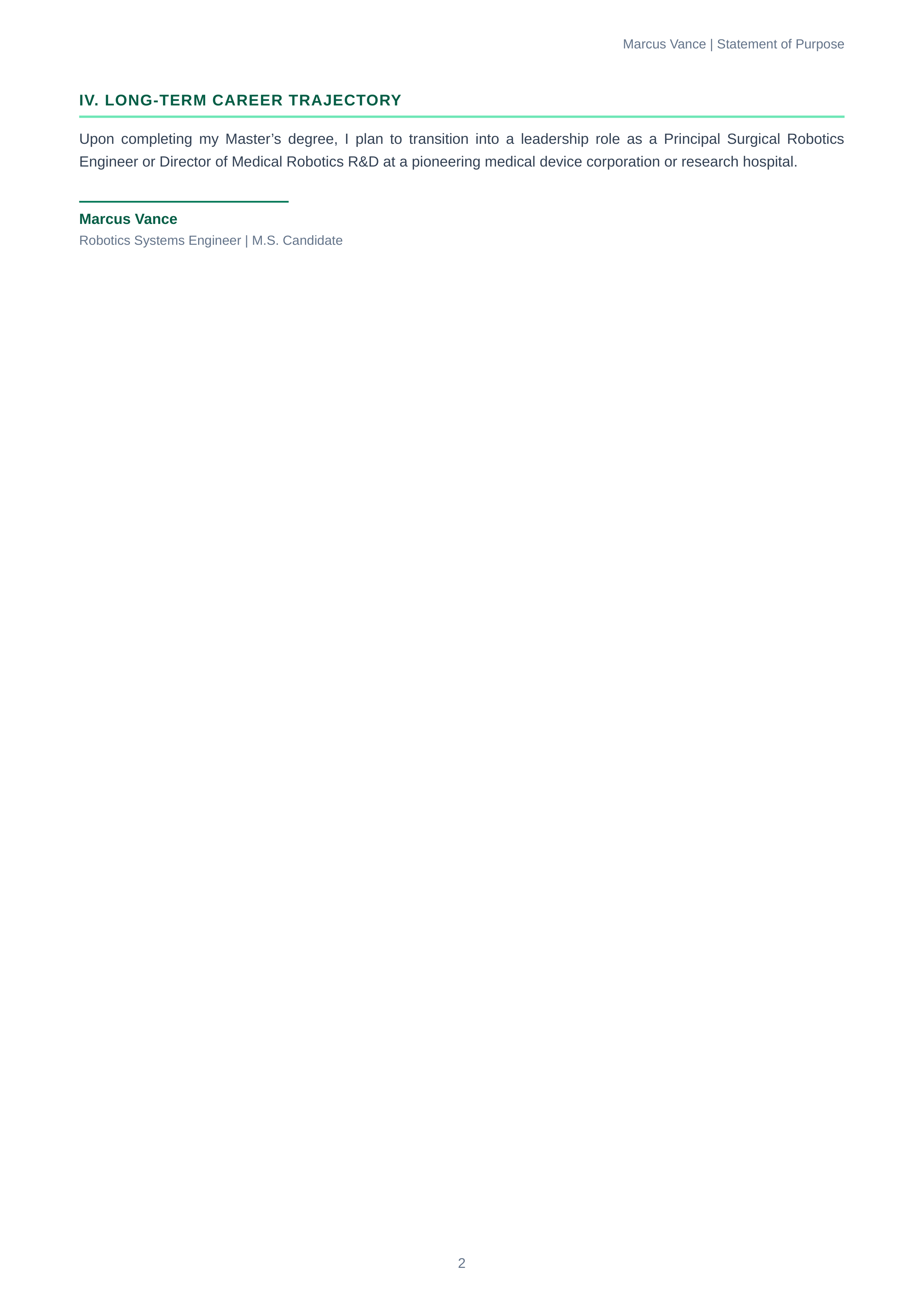 Biomedical Robotics Statement of Purpose — page 2