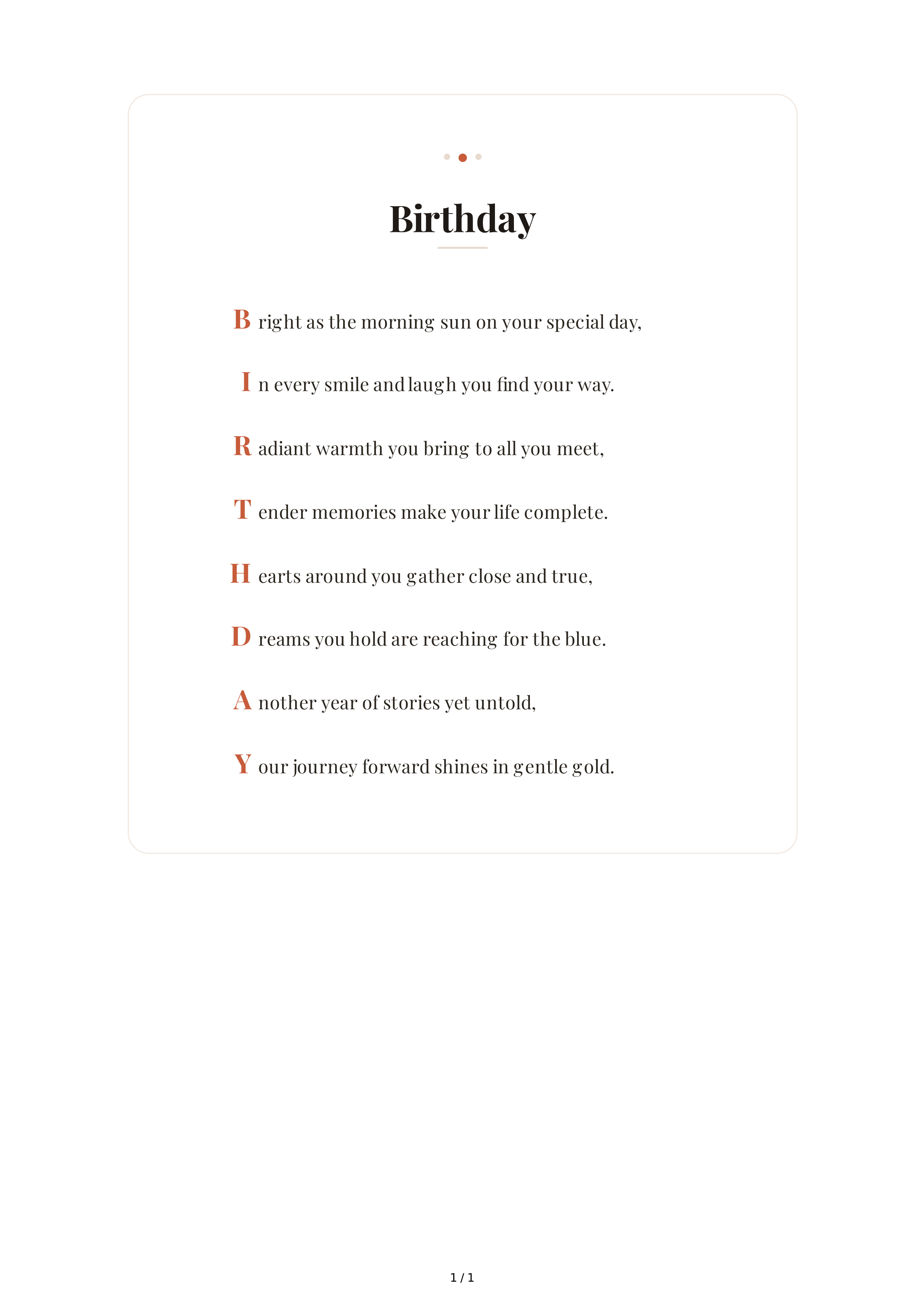 Birthday Acrostic Poem — page 1