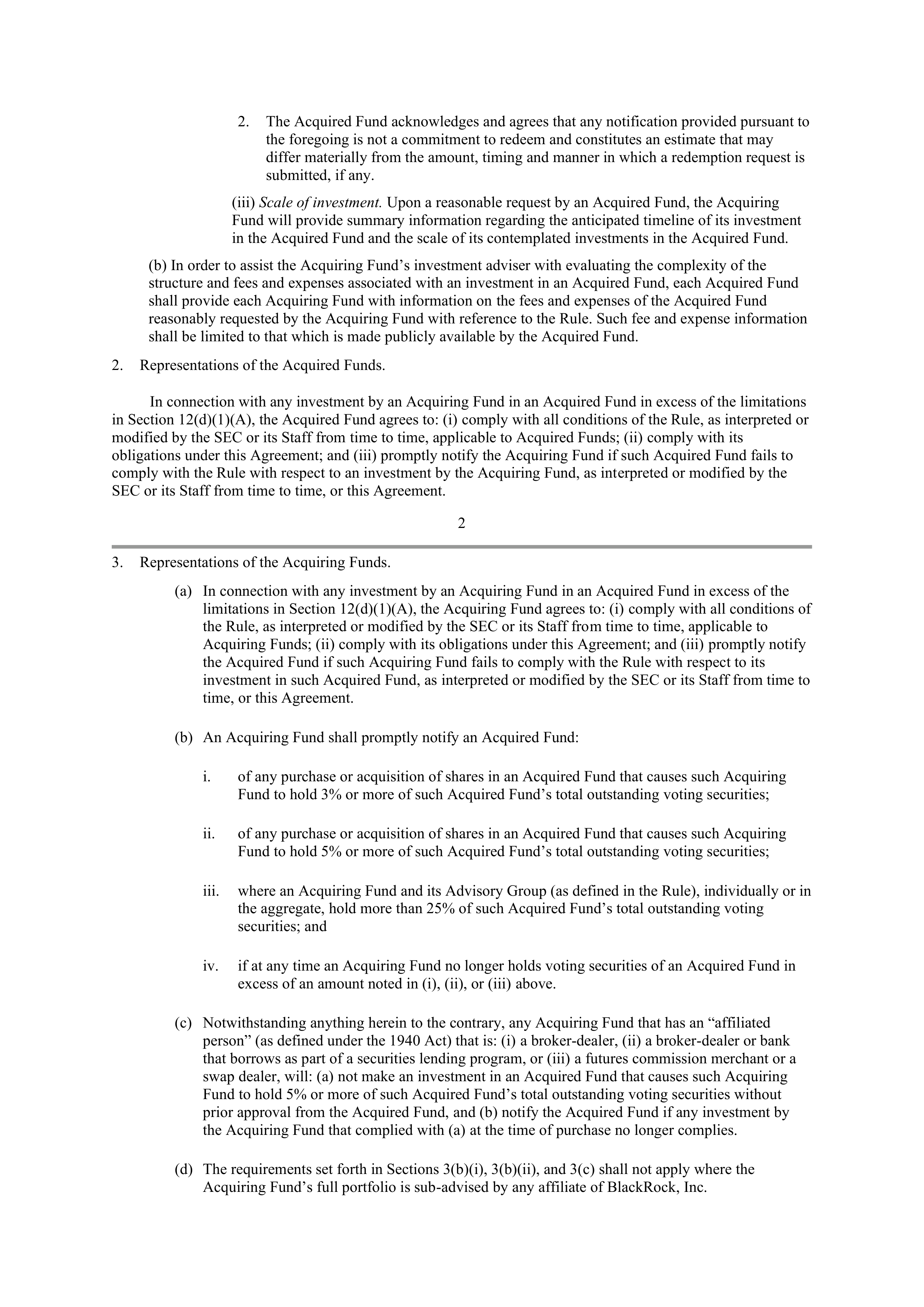 BlackRock Fund of Funds Investment Agreement — page 2