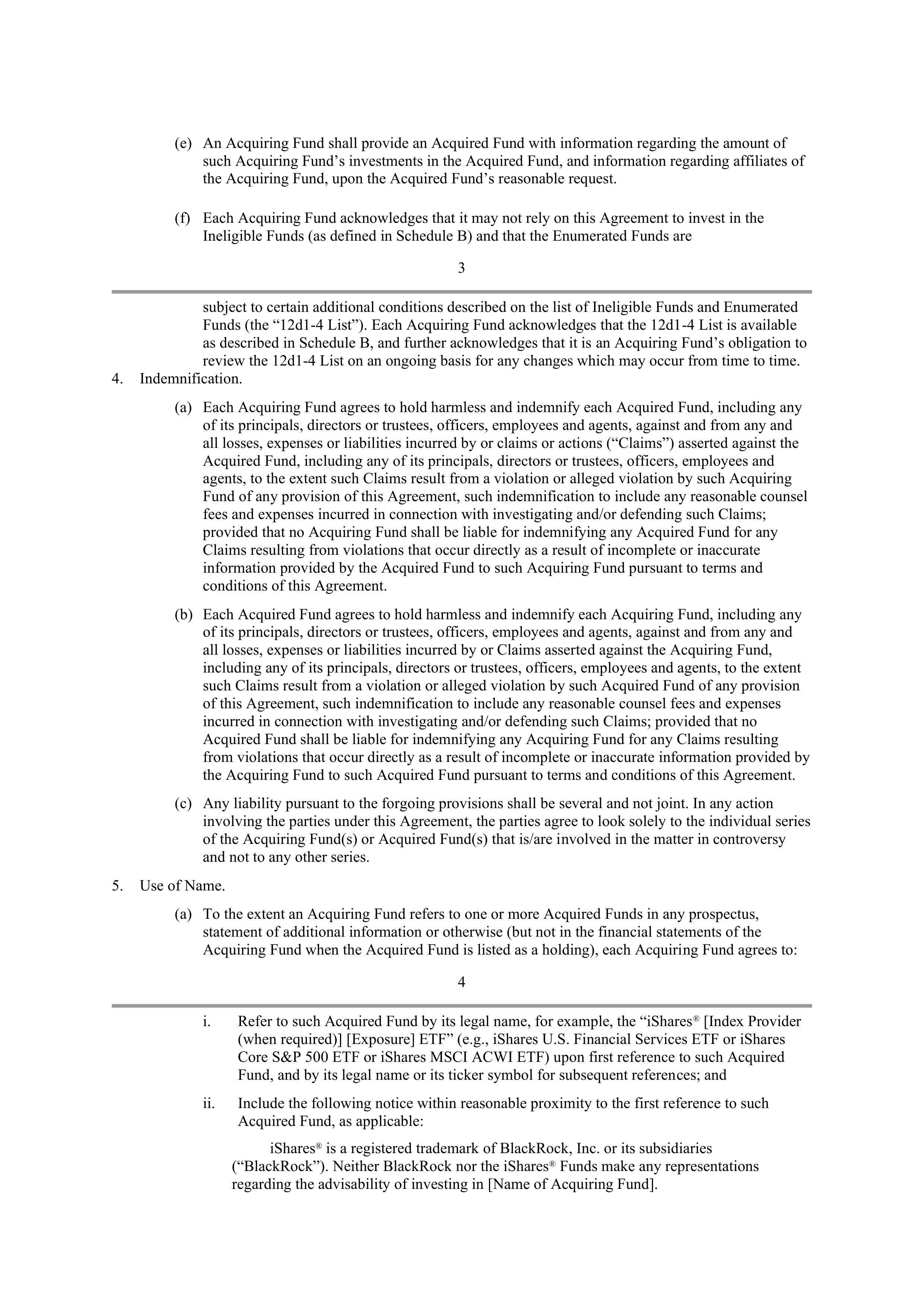 BlackRock Fund of Funds Investment Agreement — page 3