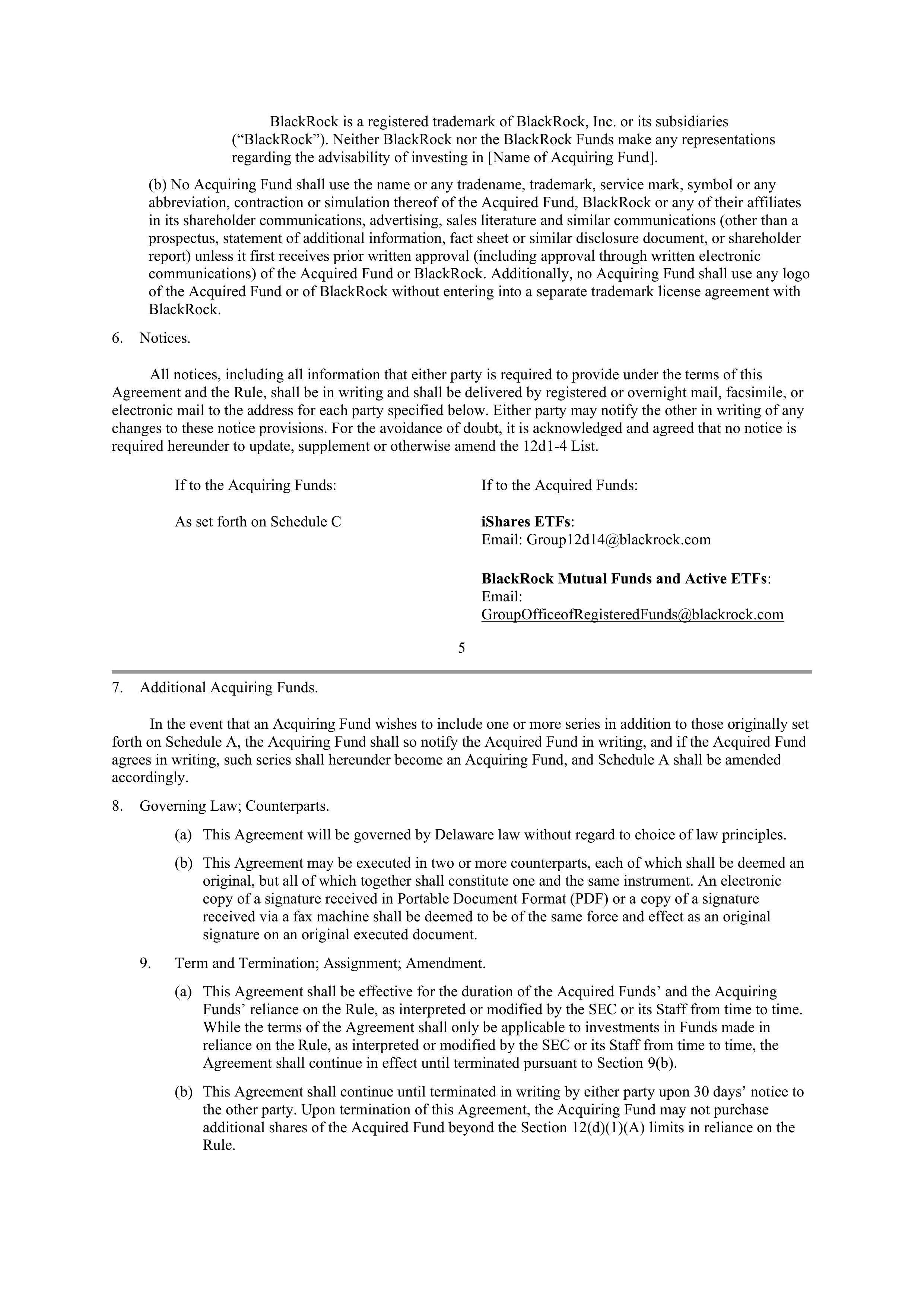 BlackRock Fund of Funds Investment Agreement — page 4