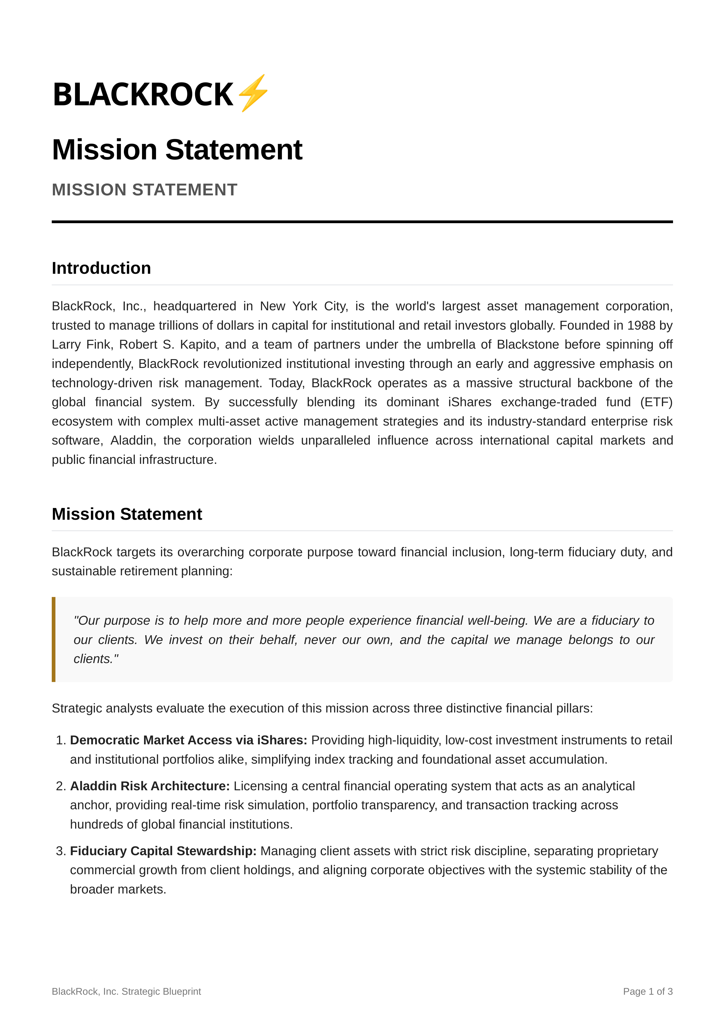BlackRock Mission Statement — page 1